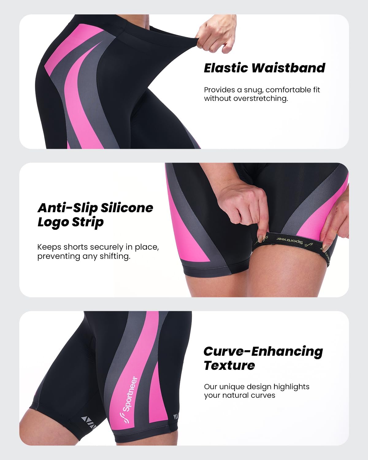 Thumbnail 3 de Sportneer Pantaloncini da Ciclismo da Donna con Imbottitura 4D – Comfort, Traspiranti e Antiscivolo