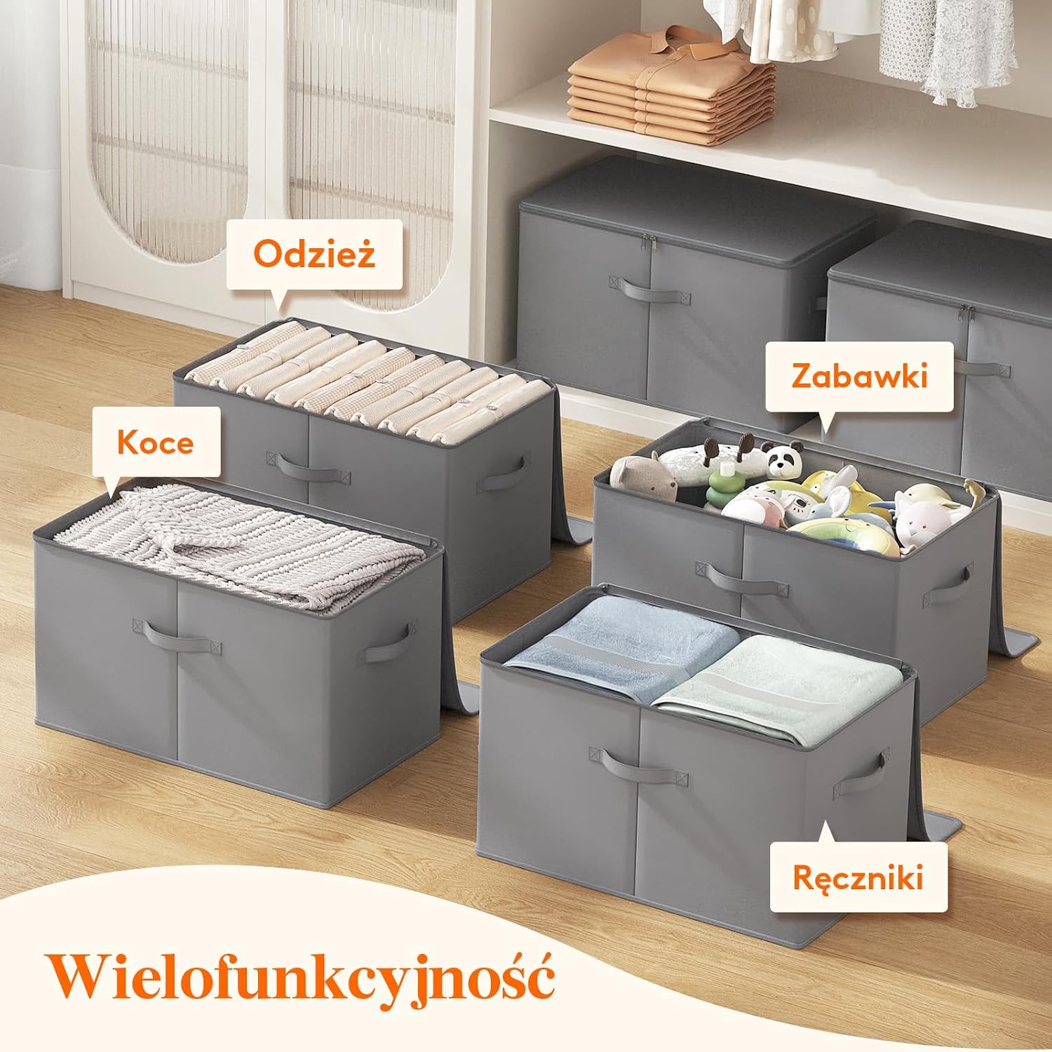 Thumbnail 6 de Lifewit 24300 – zestaw 6 tekstylnych pudełek z pokrywą, 56 × 33 × 32 cm