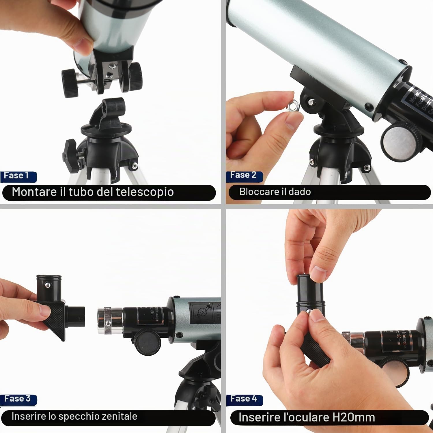 Detalle de Mijiao Telescopio astronomico per bambini 360/50 mm con zoom fino a 90X e treppiede regolabile