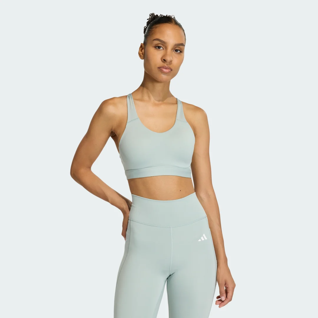 Detalle de Sujetador de entrenamiento para alto impacto Optime Essentials de Adidas (verde)