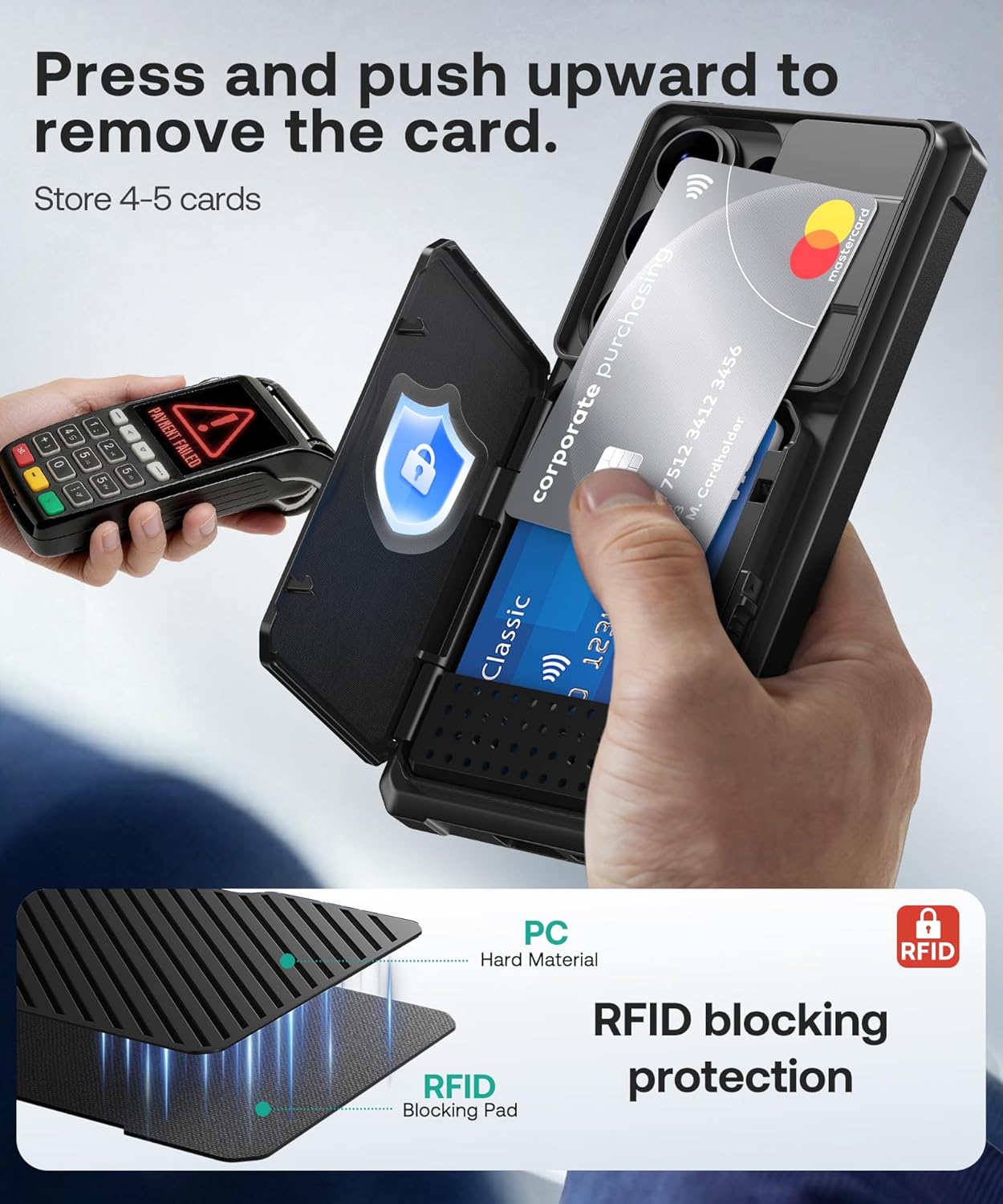 Thumbnail 3 de GOLBINBOX GolbinBox Case for Samsung Galaxy S26 Ultra (6.9 in) with Card Holder, Slide Camera Cover & RFID Protection — Ink Black