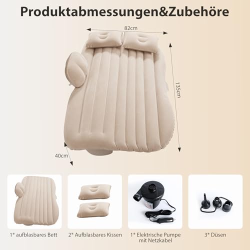Detalle 2 de Hoapin Auto Matratze SUV – Aufblasbare 135 x 82 x 40 cm mit Luftpumpe, 2-in-1 Schlafmatratze/Schlafsofa