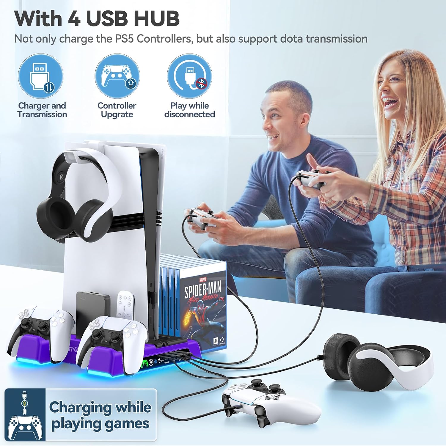 Thumbnail 6 de OIVO VG-P5329XPU-PRO PS5 Stand with 3-Speed Fan, Dual Charging and Game Storage