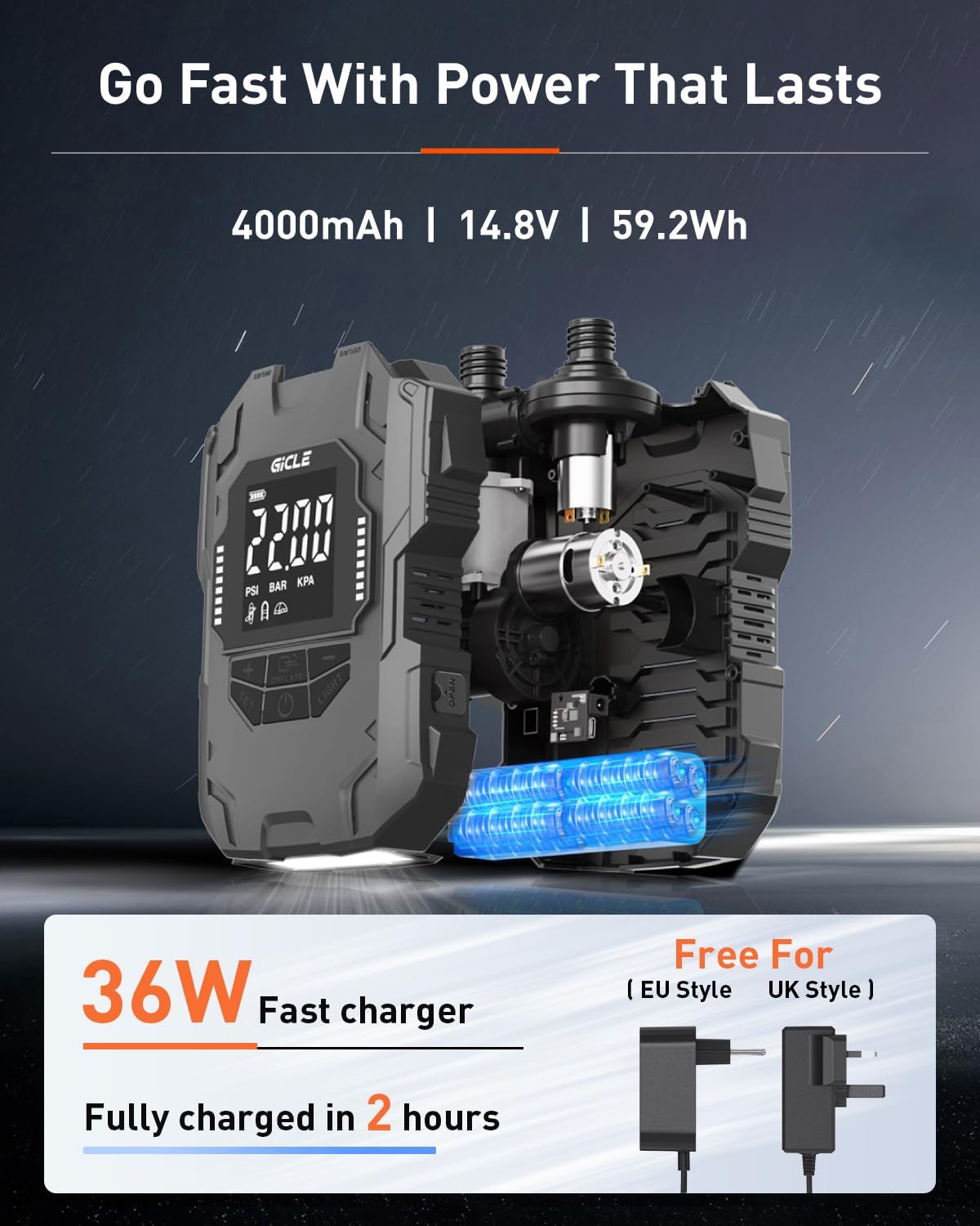 Thumbnail 2 de GICLE Sup Pumpe Elektrisch 22 PSI – kabellos, 12V-C Connectivity und Vielseitigkeit für SUP, Kajak und Co.