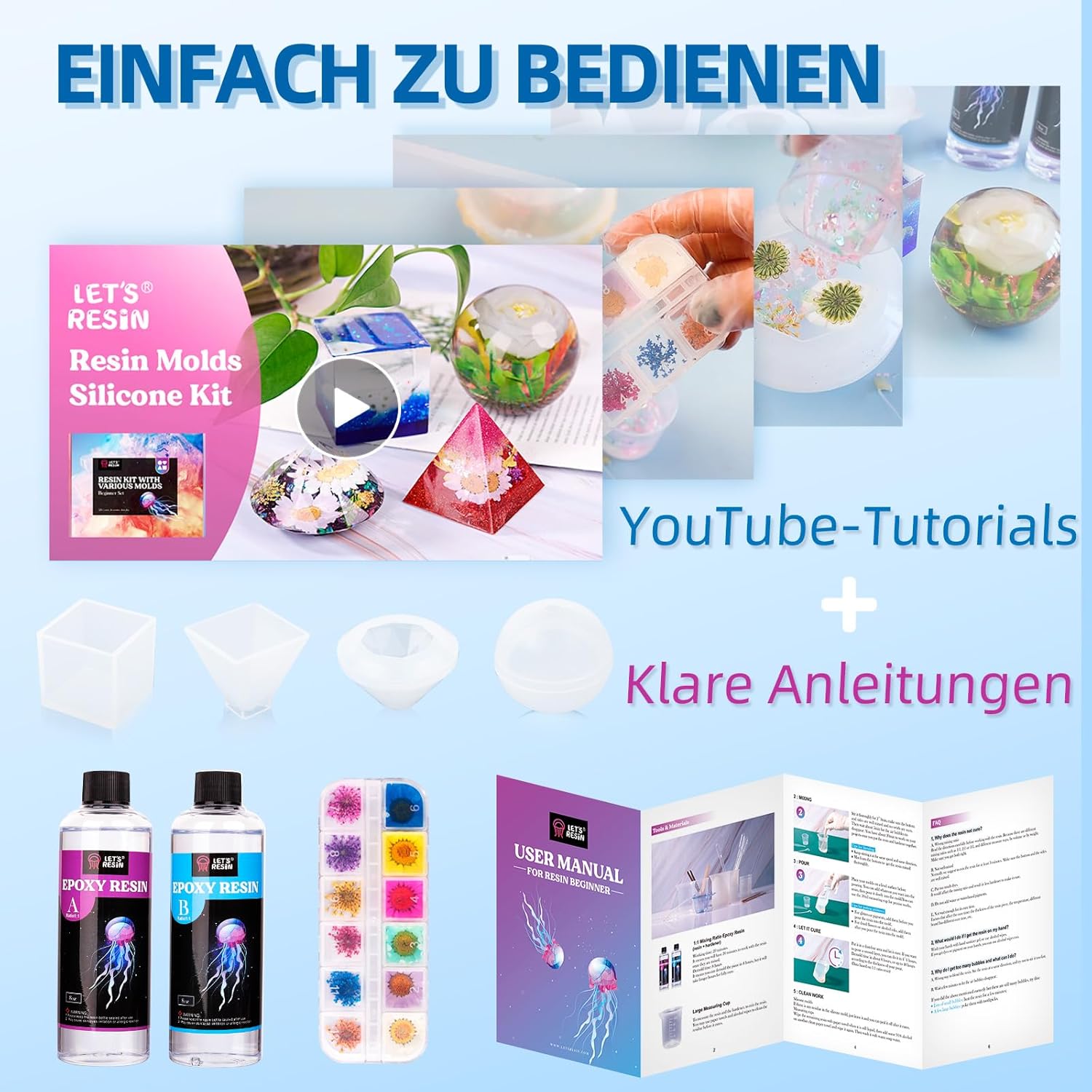 Detalle 1 de LET’S RESIN Epoxidharz Set für Anfänger 500 ml