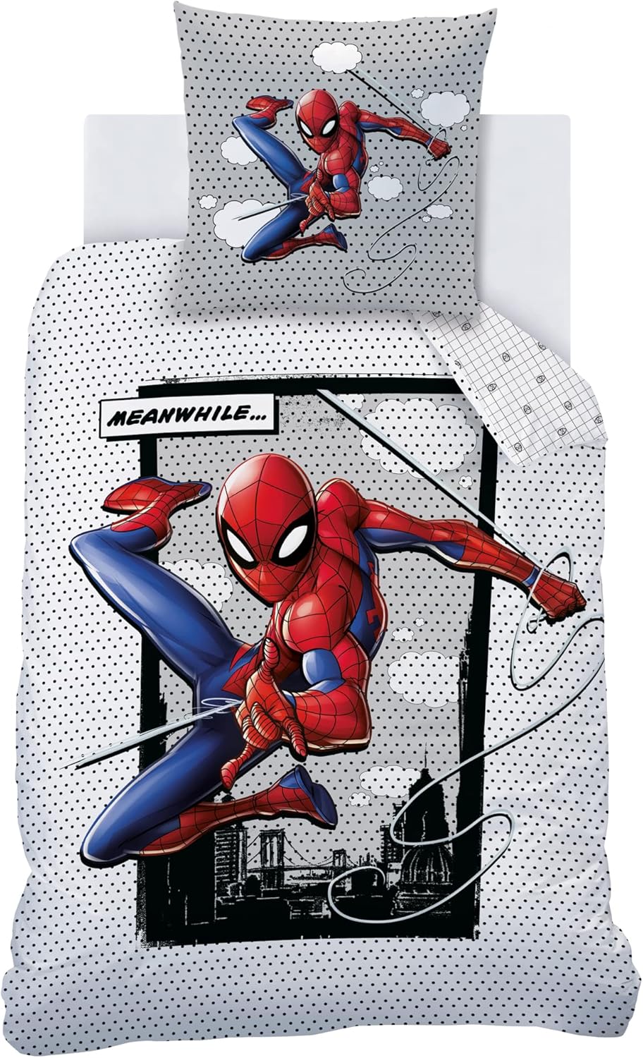 Thumbnail 3 de Parure de lit enfant Spiderman Hero en coton 100% OEKO-TEX (housse 140x200 + taie 63x63) gris