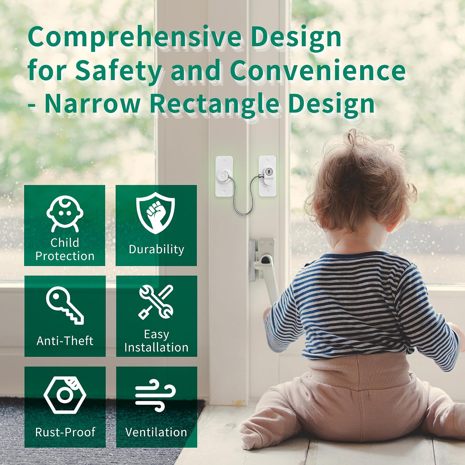 Detalle de Moonybaby 2-Pack Window Locks for UPVC with Key Lock and No-Drill Installation