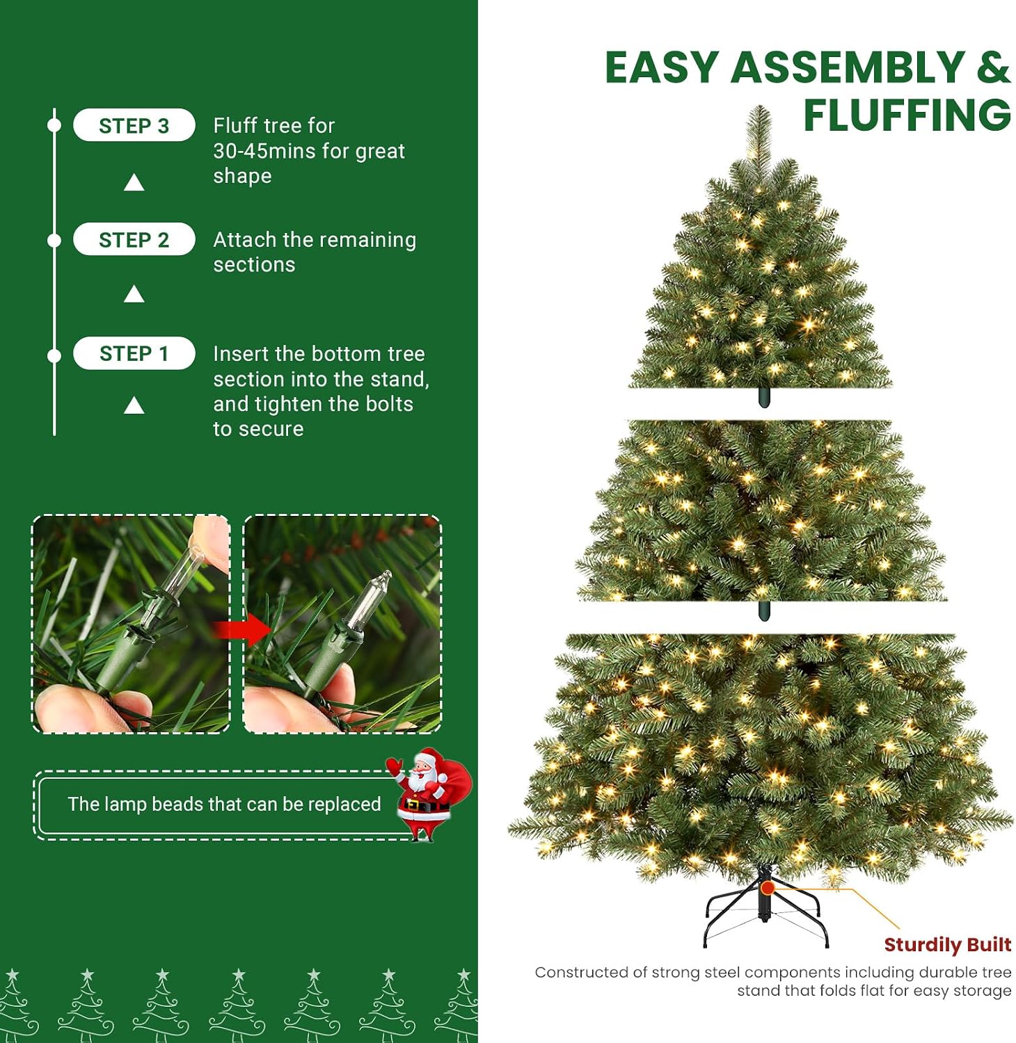Detalle 2 de SHareconn G0501A(0.17) G1002A(0.34) 8-Foot Pre-Lit Spruce Christmas Tree