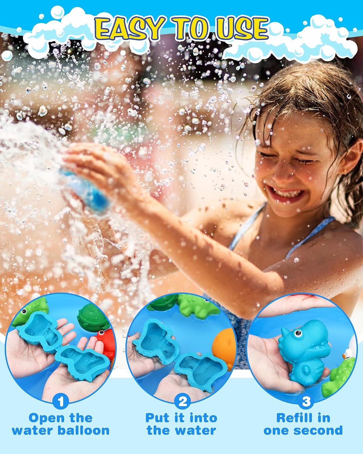 Detalle de KOKODI 4PCS Reusable Water Balloons: Self-Sealing Silicone Fun for Summer