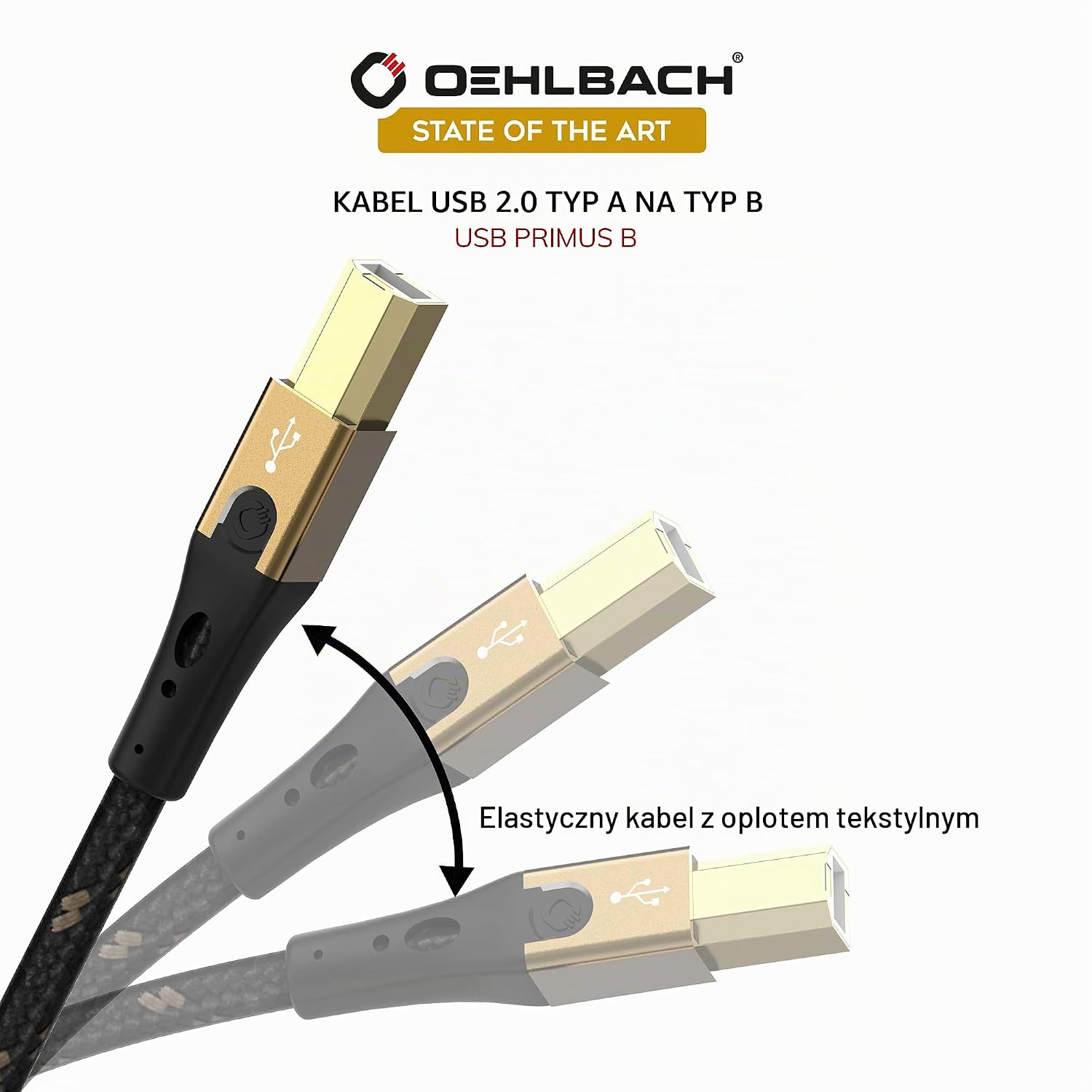 Detalle de Oehlbach Primus kabel USB-A–USB-B 2.0, 50 cm, 480 Mb/s