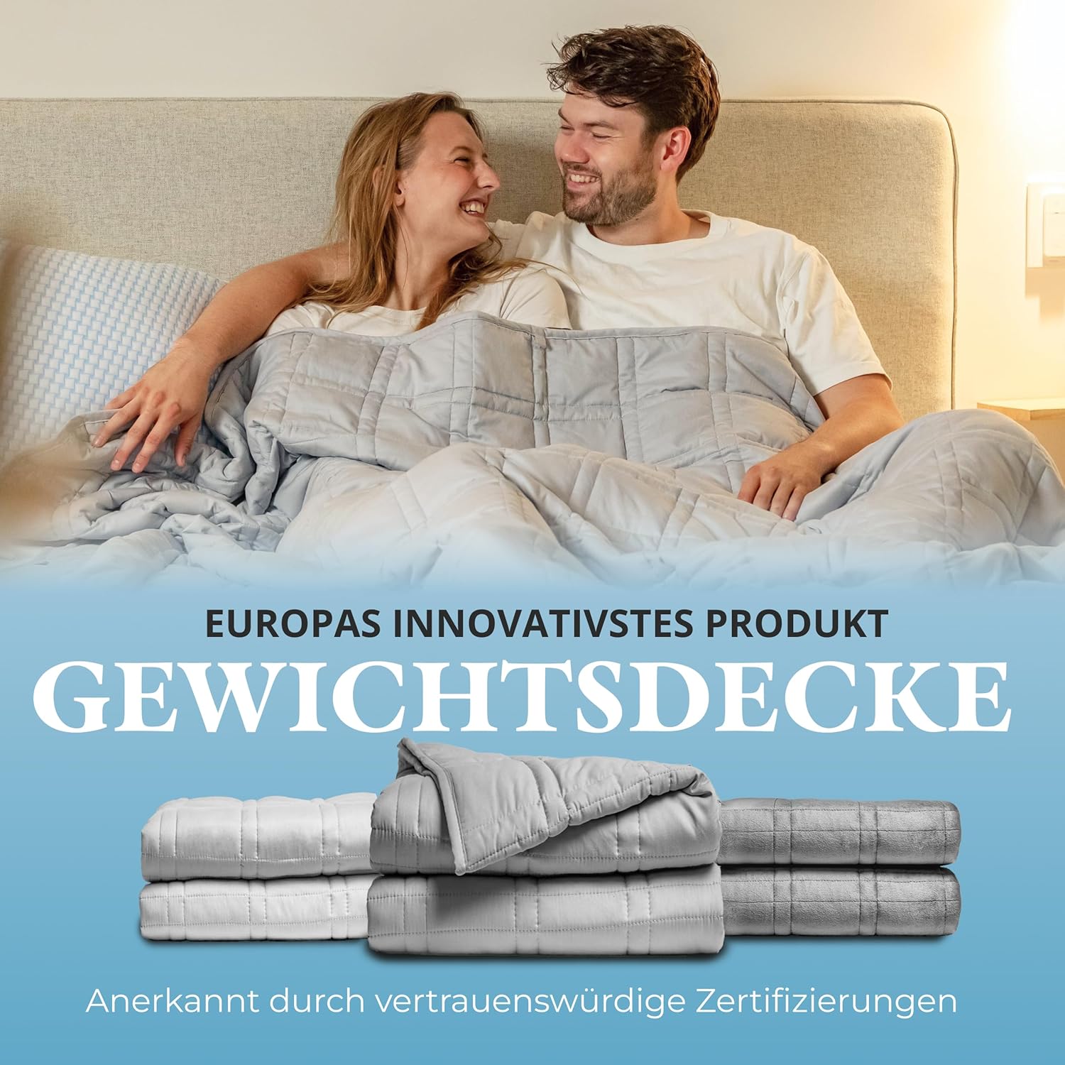 Thumbnail 2 de Ella Gewichtsdecke 135×200 cm, 9 kg – Anti-Stress Therapie-Blanket aus 100% Baumwolle, grau