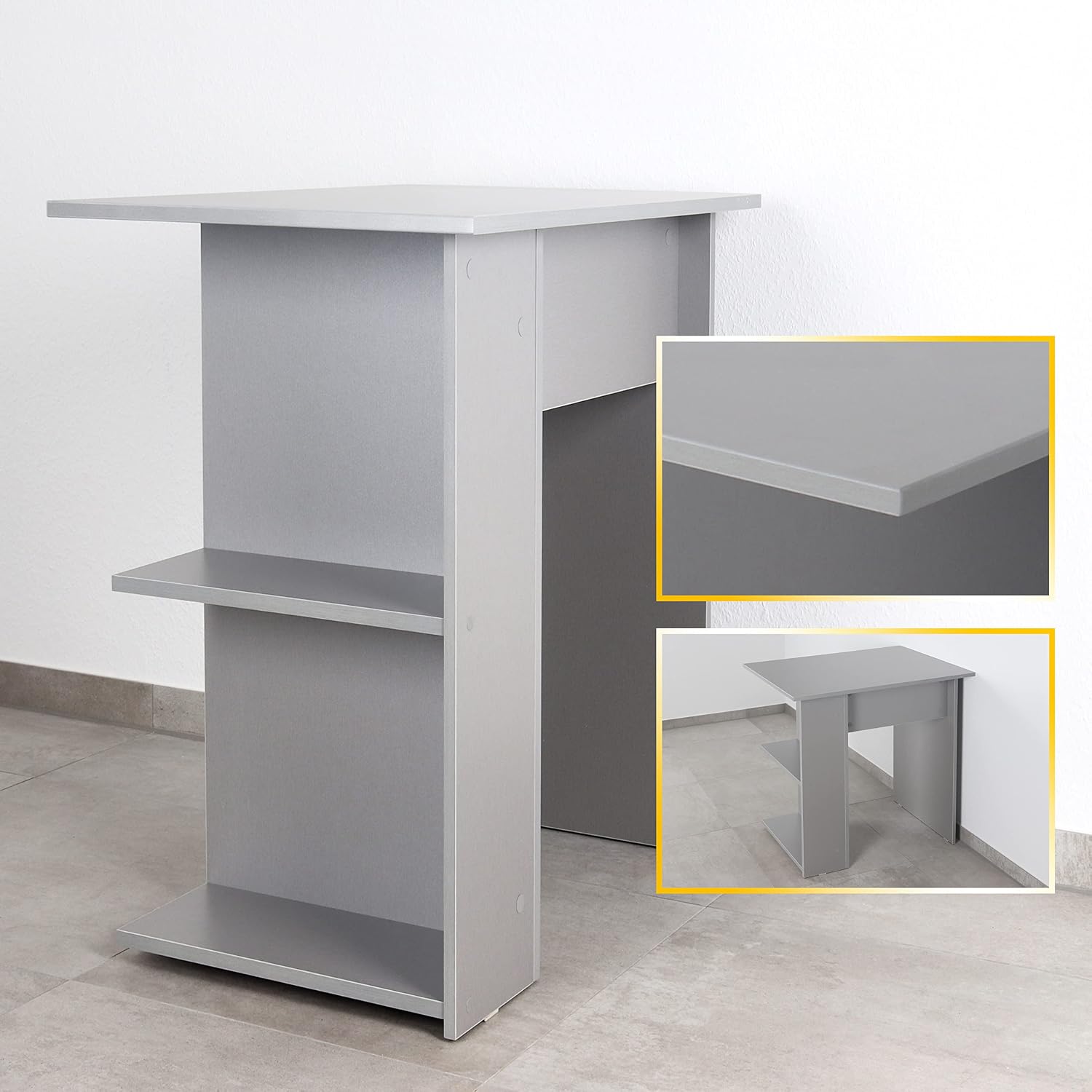 Detalle 2 de RICOO Bureau avec Rangement WM089-PL 82 × 76 × 60 cm – Petit Gris