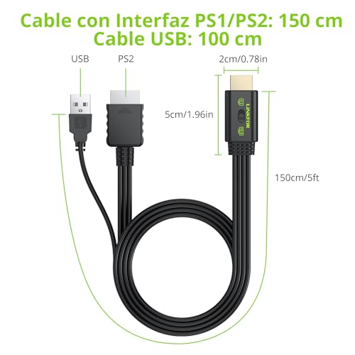 Thumbnail 6 de LiNKFOR Convertidor PS2 a HDMI 1080P 60hz: convierte PS1/PS2 analógicos a HDMI con 4:3/16:9