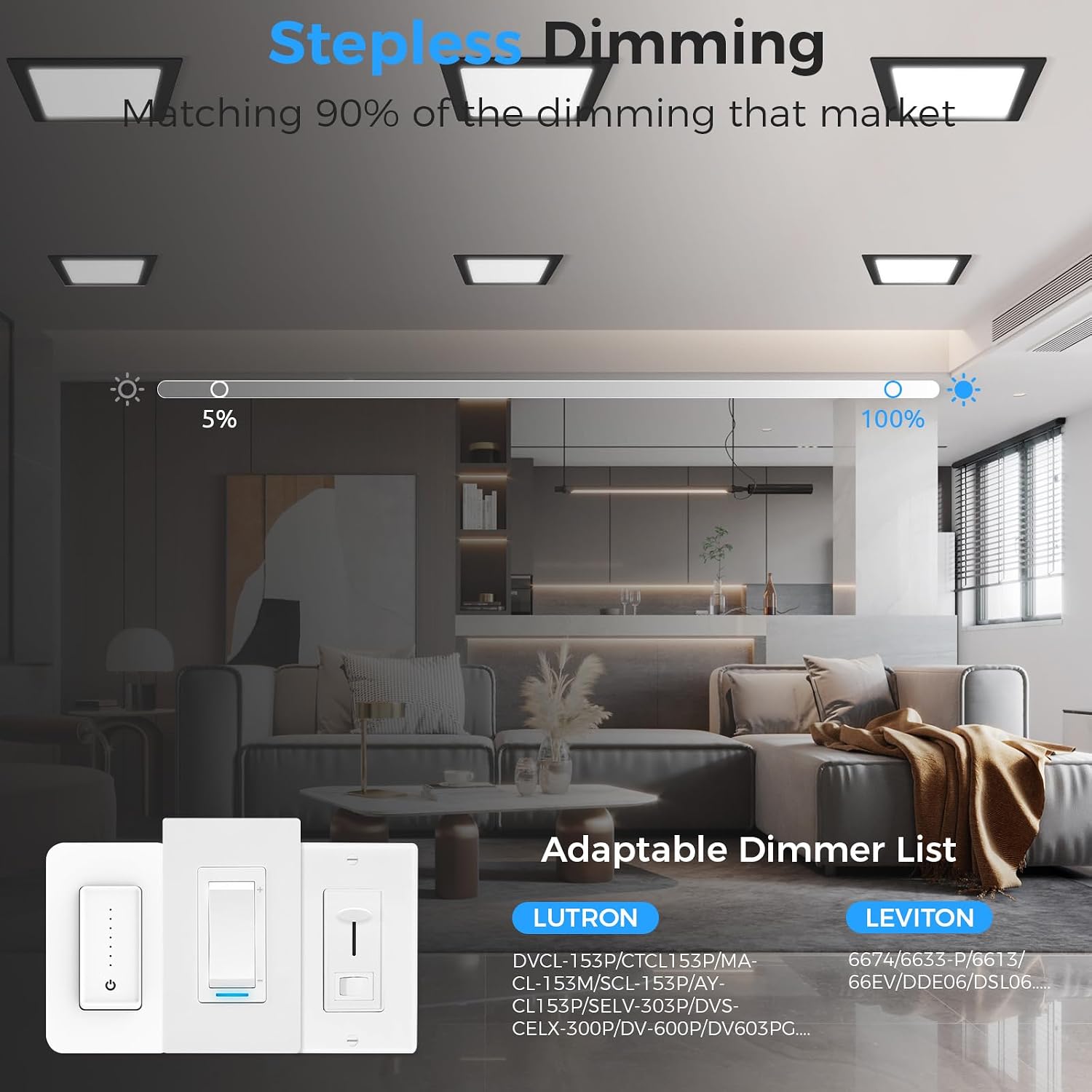 Detalle 2 de HONZIN Square LED Recessed Lights, 4-Inch
