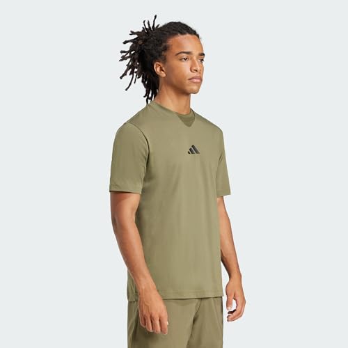 Detalle 2 de adidas Hombre Essentials Small Logo Single Jersey Shirt – Olive Strata/Black, talla L