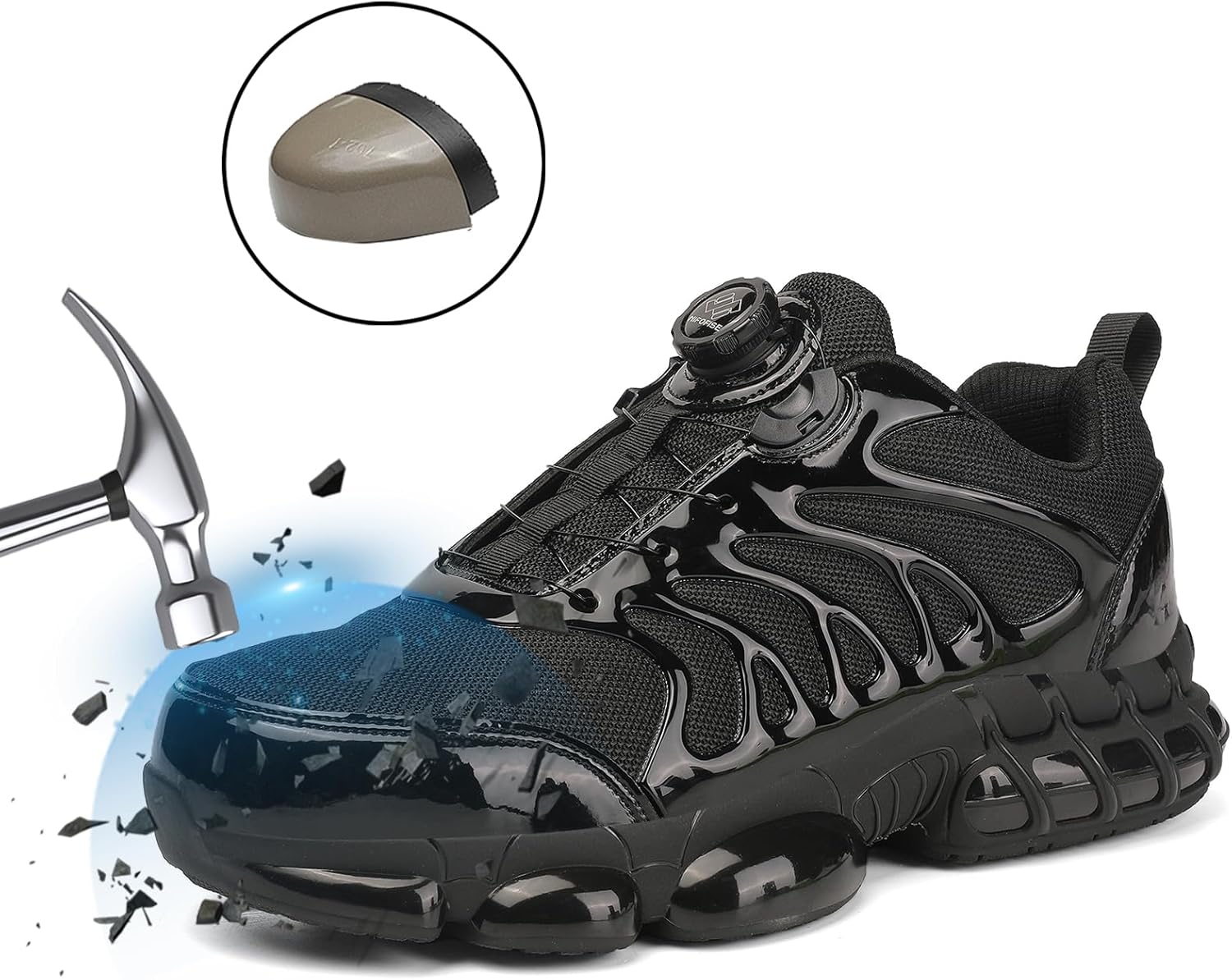 Detalle de NIFOFISE Safety Trainers for Men and Women with Steel Toe Cap and Rotating Buckle Laces