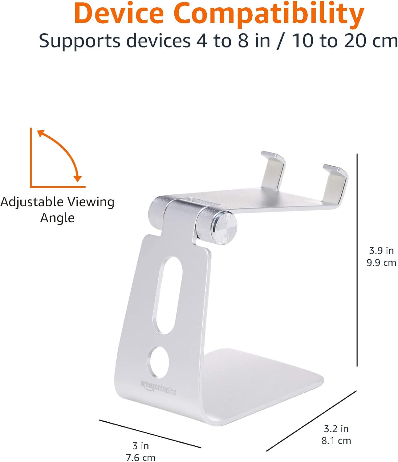 Thumbnail 4 de Amazon Basics Adjustable Aluminium Phone Stand (silver) for iPhone & Android