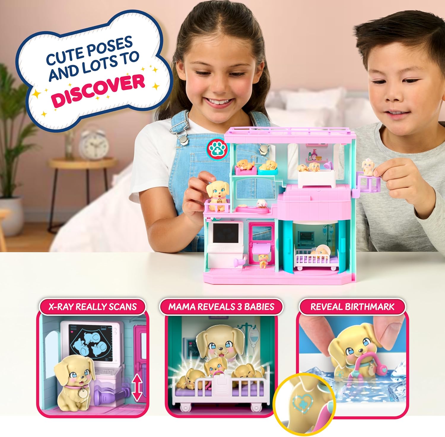 Thumbnail 4 de Little Live Pets Mama Surprise Families: Baby-Klinik-Spielset mit 3 Retriever-Welpen – magisch und vielseitig