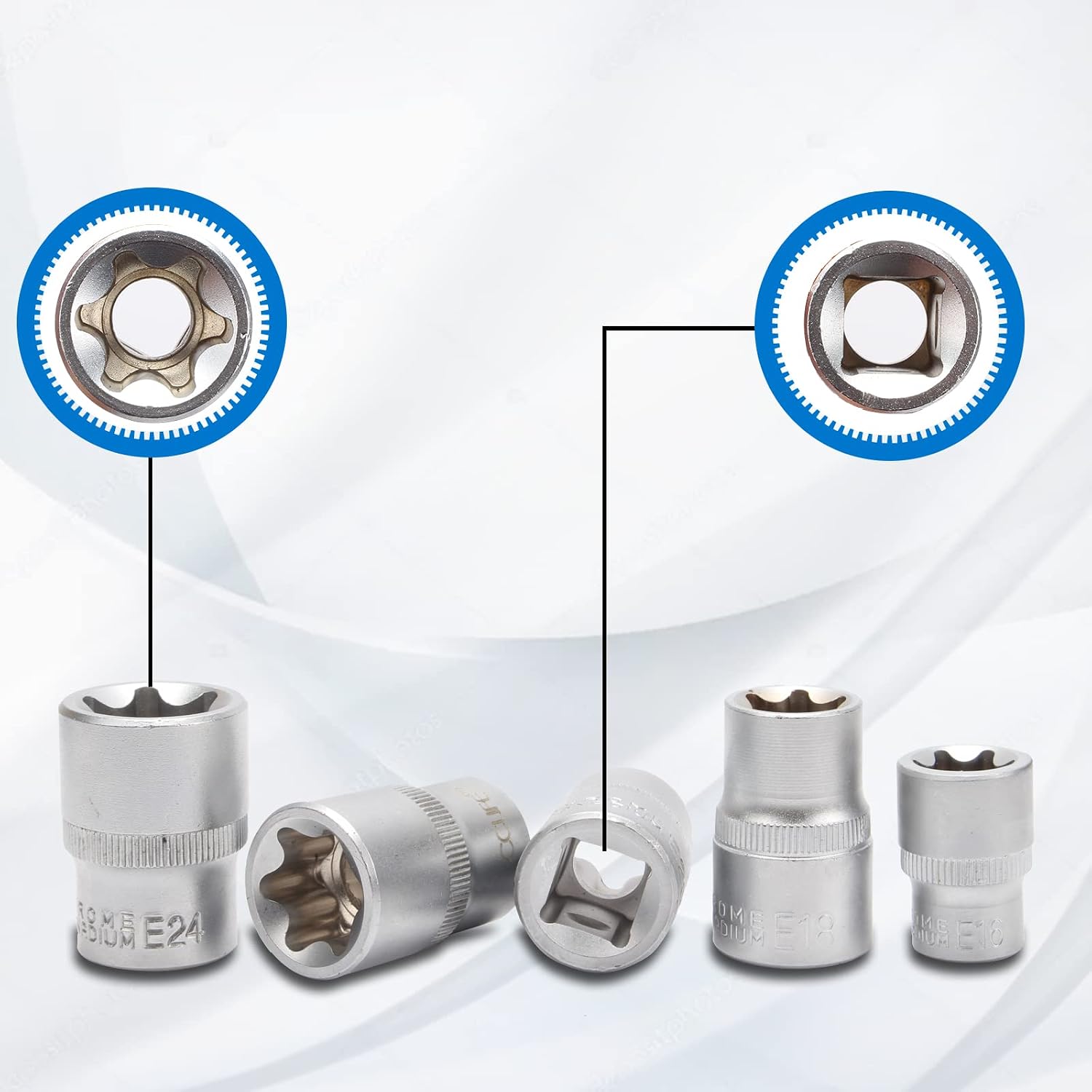Detalle de CCLIFE Set di chiavi a bussola Torx E4-E24 1/4 3/8 1/2 pollici