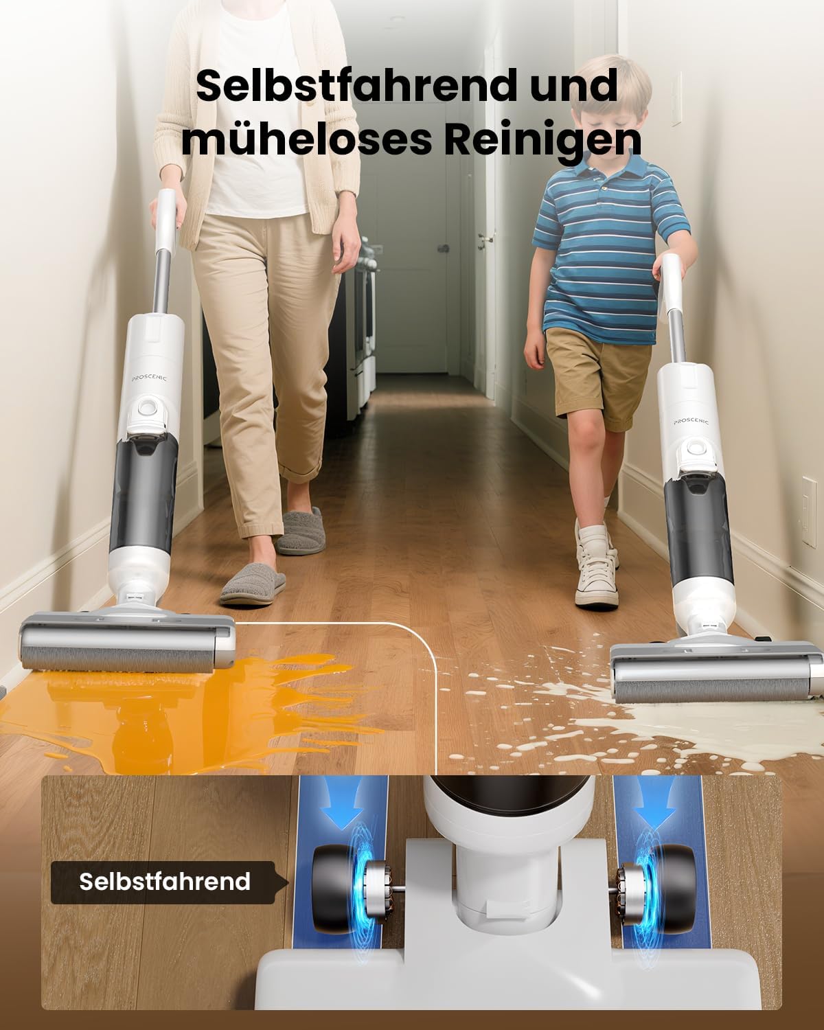 Detalle de Proscenic F10 Ultra Nass- und Trockensauger – 3 in 1 mit Wischfunktion, 60 Min Laufzeit
