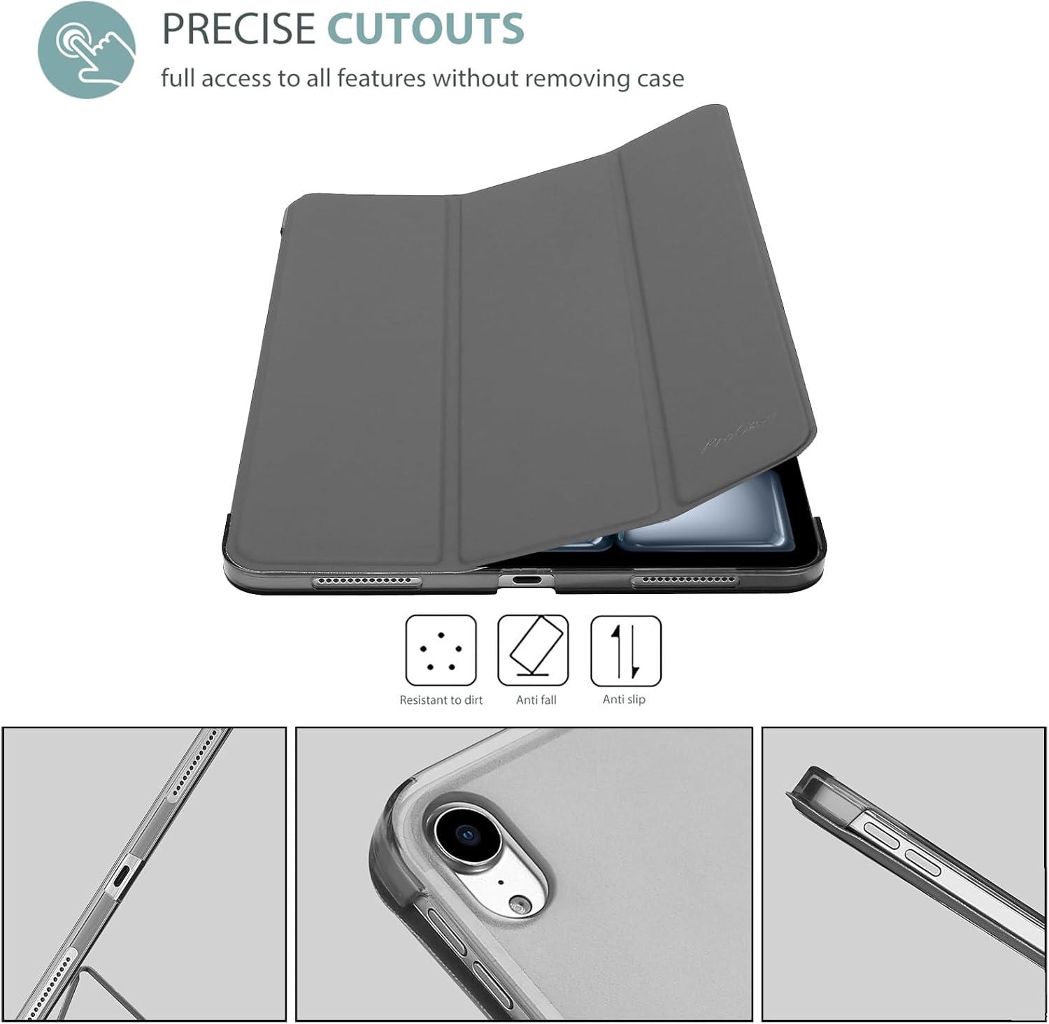 Detalle 2 de ProCase Hülle für iPad Air 11 Zoll M4/M3/M2 (2026/2025/2024) – Grau