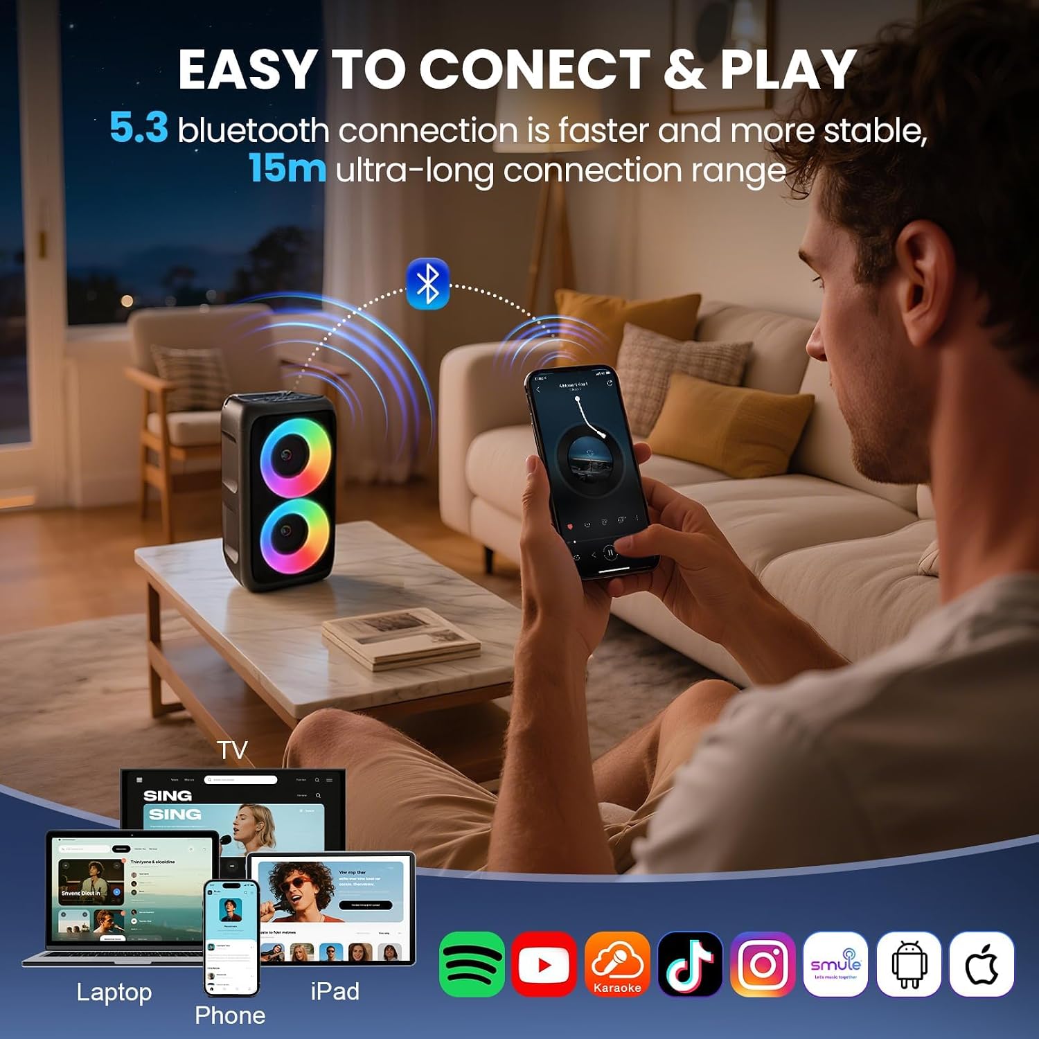 Thumbnail 5 de Bluetooth Speaker with 2 Wireless Microphones 3600mAh