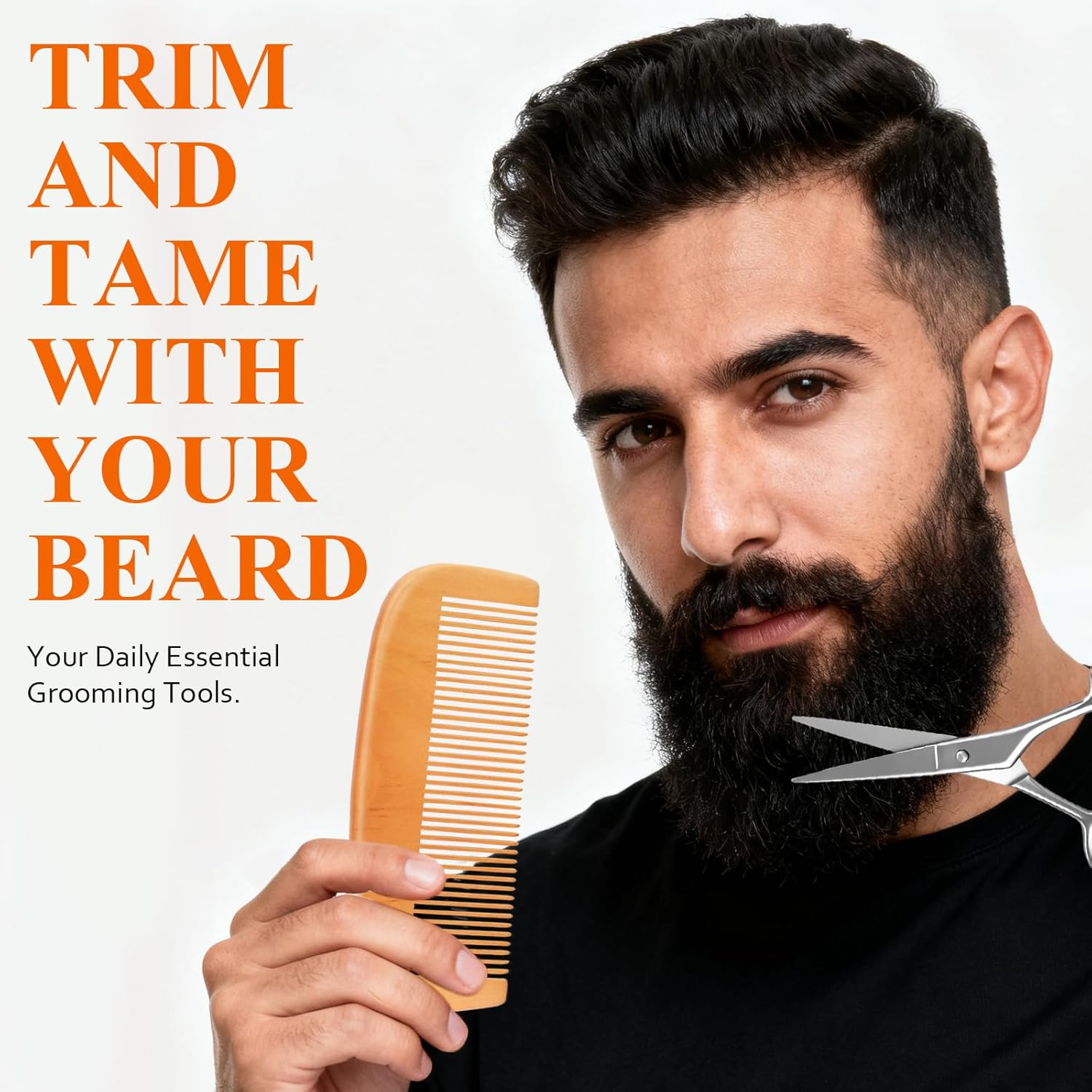 Detalle de DUAIU 7-in-1 Beard Grooming Kit for Men with Beard Oil & Balm, Brush, Combs and Scissors