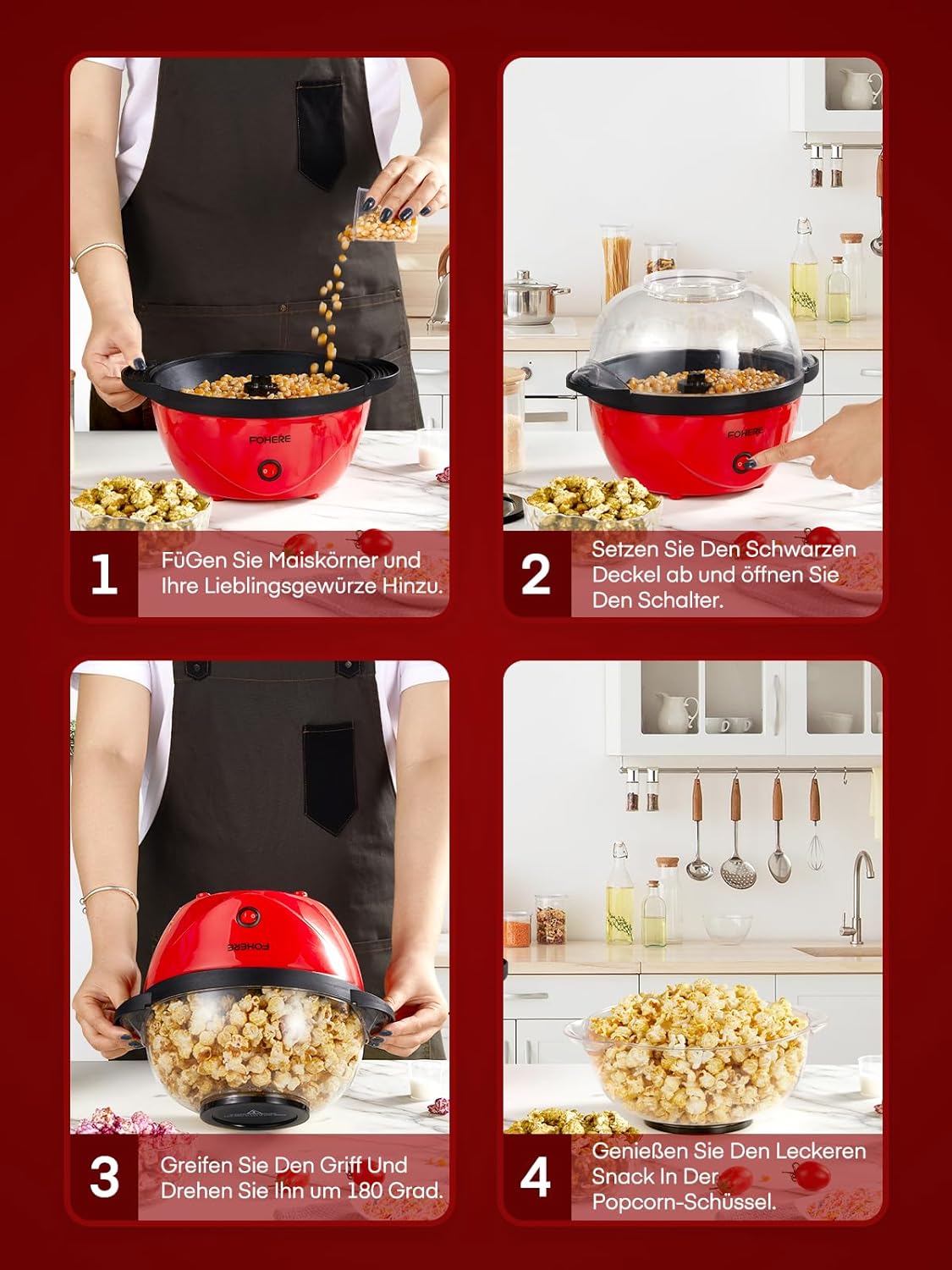 Thumbnail 2 de FOHERE Popcornmaschine 3.5L für Zuhause