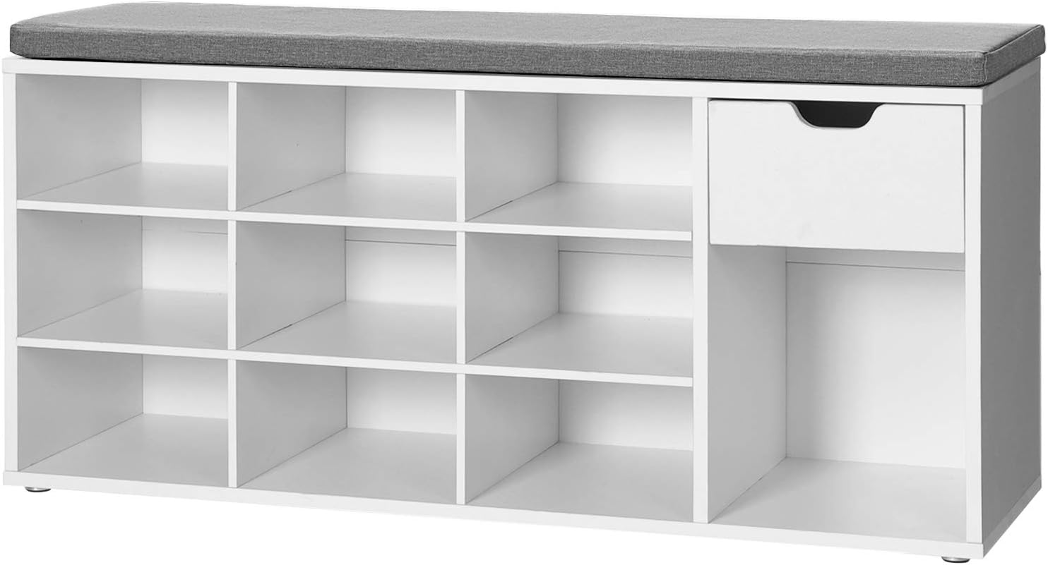 Thumbnail 6 de VASAGLE Schuhbank LHS24WT – Gepolsterte Sitzbank mit Schublade und offenen Fächern, 104 cm