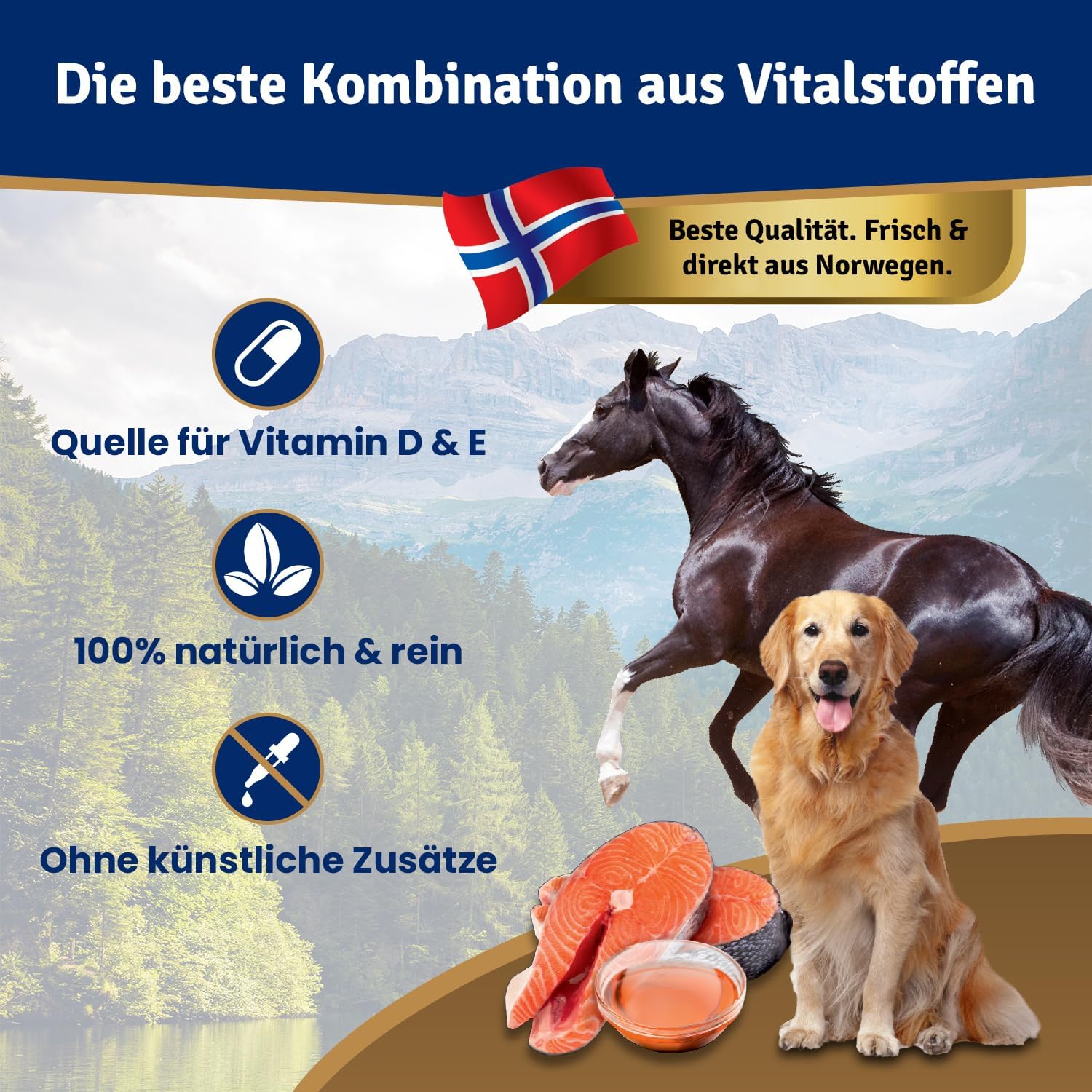 Thumbnail 1 de Veddelholzer Lachsöl für Hunde 1 Liter – Omega-3 & Vitamin E aus Norwegen, in recycelbarer Weißblechdose