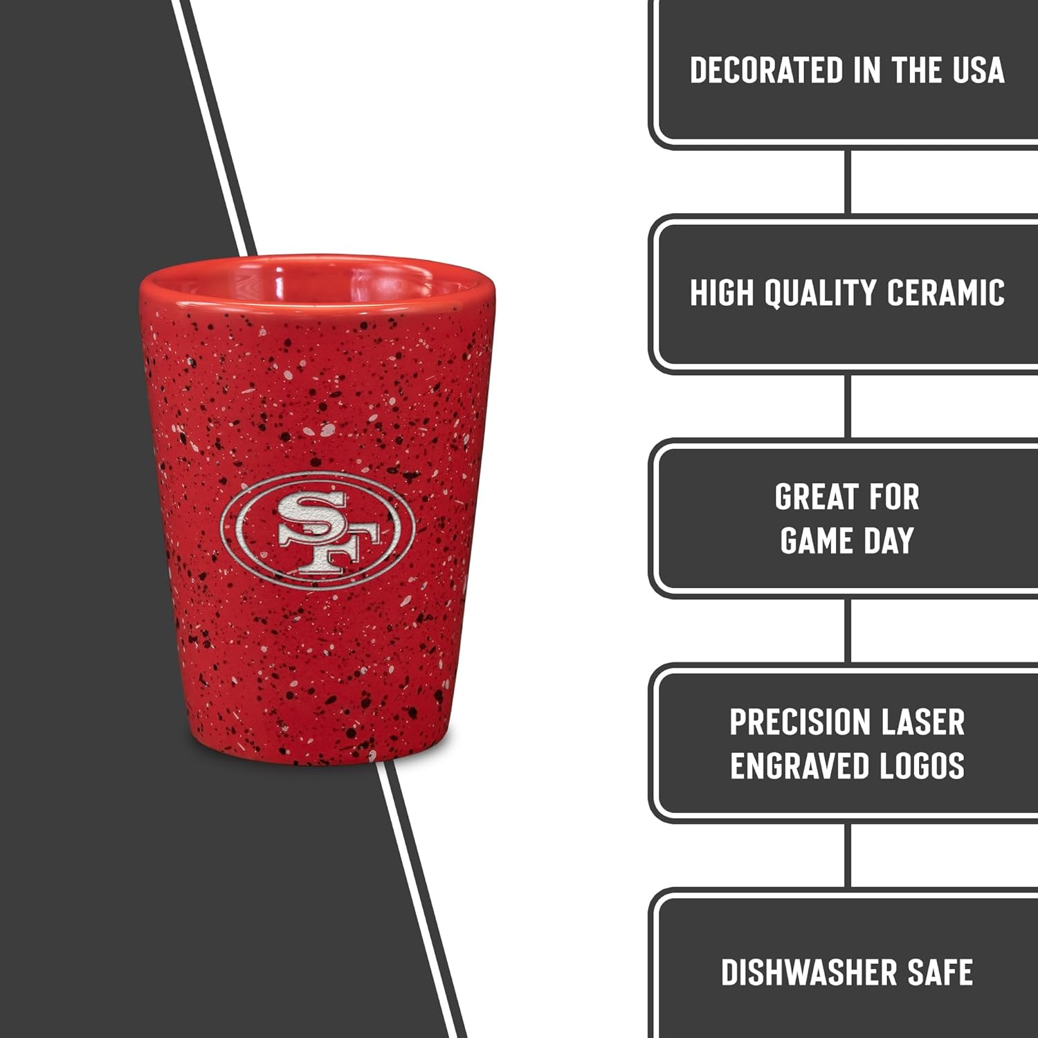 Detalle 2 de Rico Industries NFL Team Logo Wordmark Ceramic 2oz Shot Glass