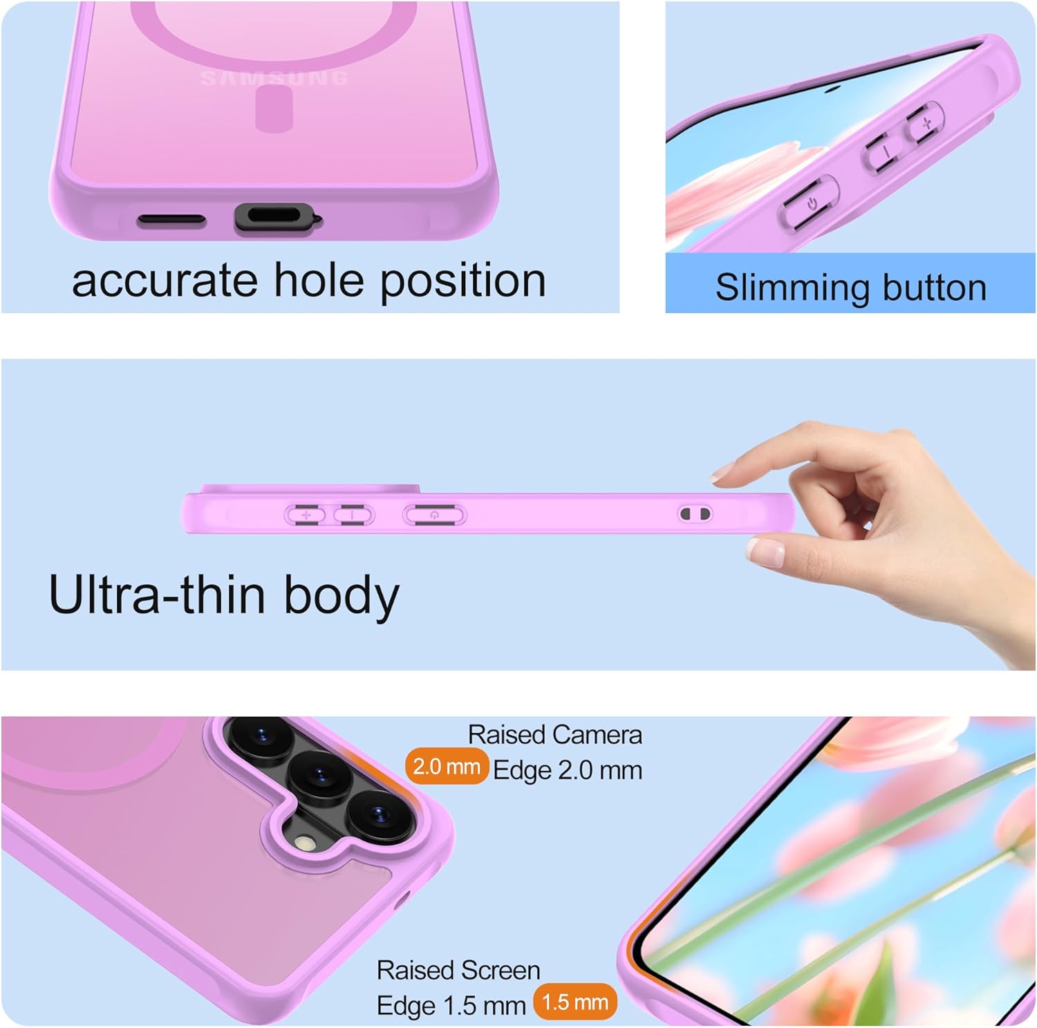 Thumbnail 5 de Pilaru Magnetic for S26 Plus phone case (MagSafe-compatible) with screen protectors – Rouge Pink