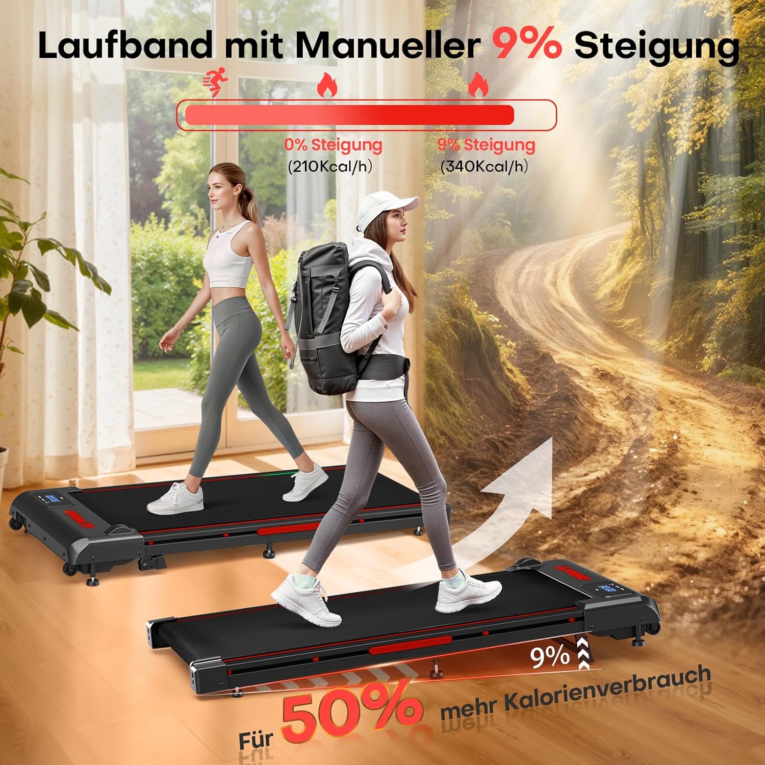 Thumbnail 3 de FOUSAE Walking Pad 1‑10 km/h Laufband für Zuhause mit LED-Display