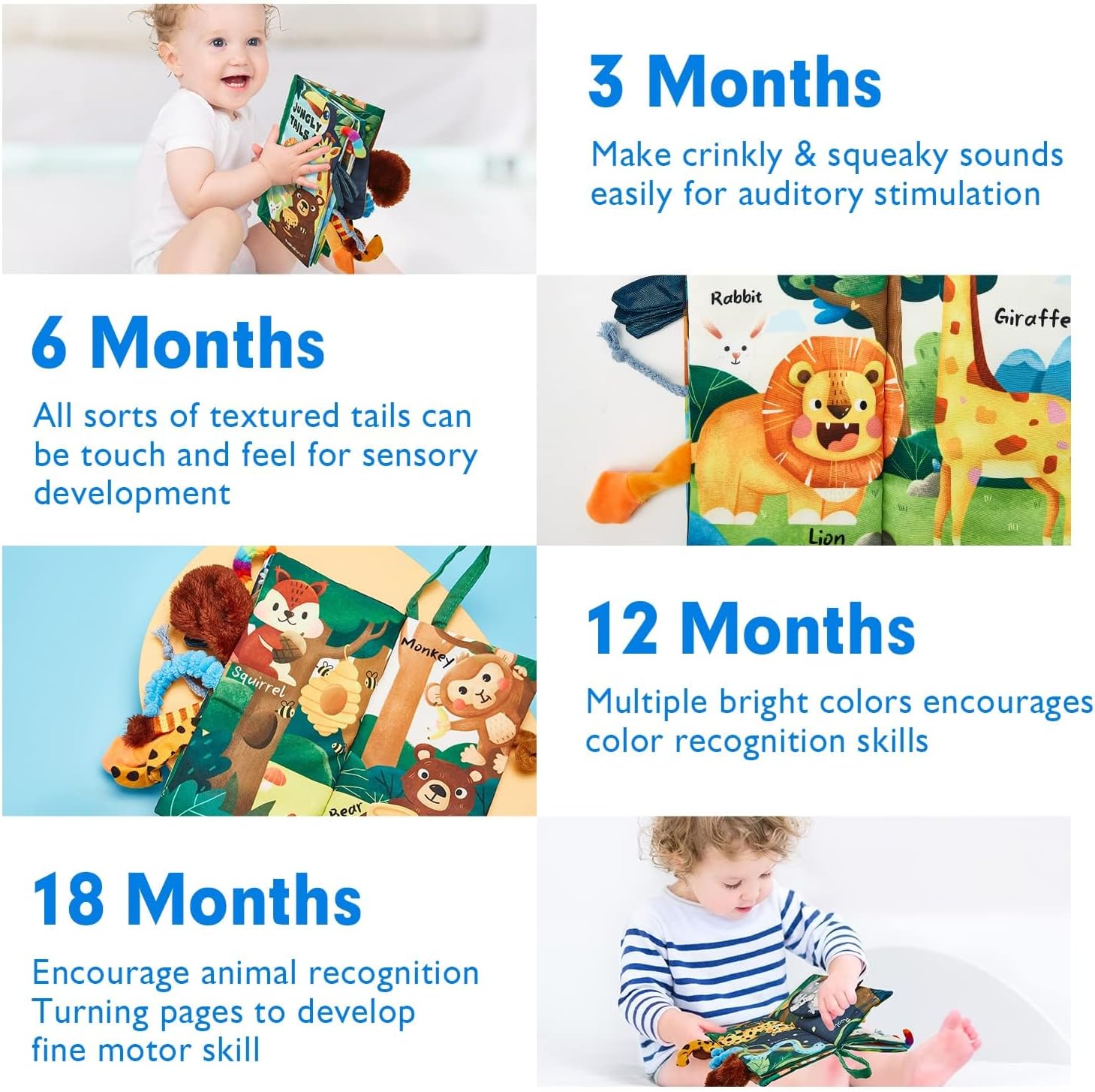 Detalle 2 de hahaland Jungle Tails sensory baby book for 0–12 months
