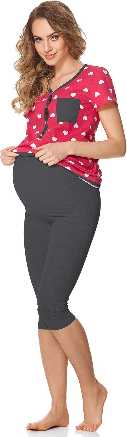 Detalle 2 de Ensemble pyjama grossesse et allaitement Bellivalini BLV50-126 (haut + leggings capri)