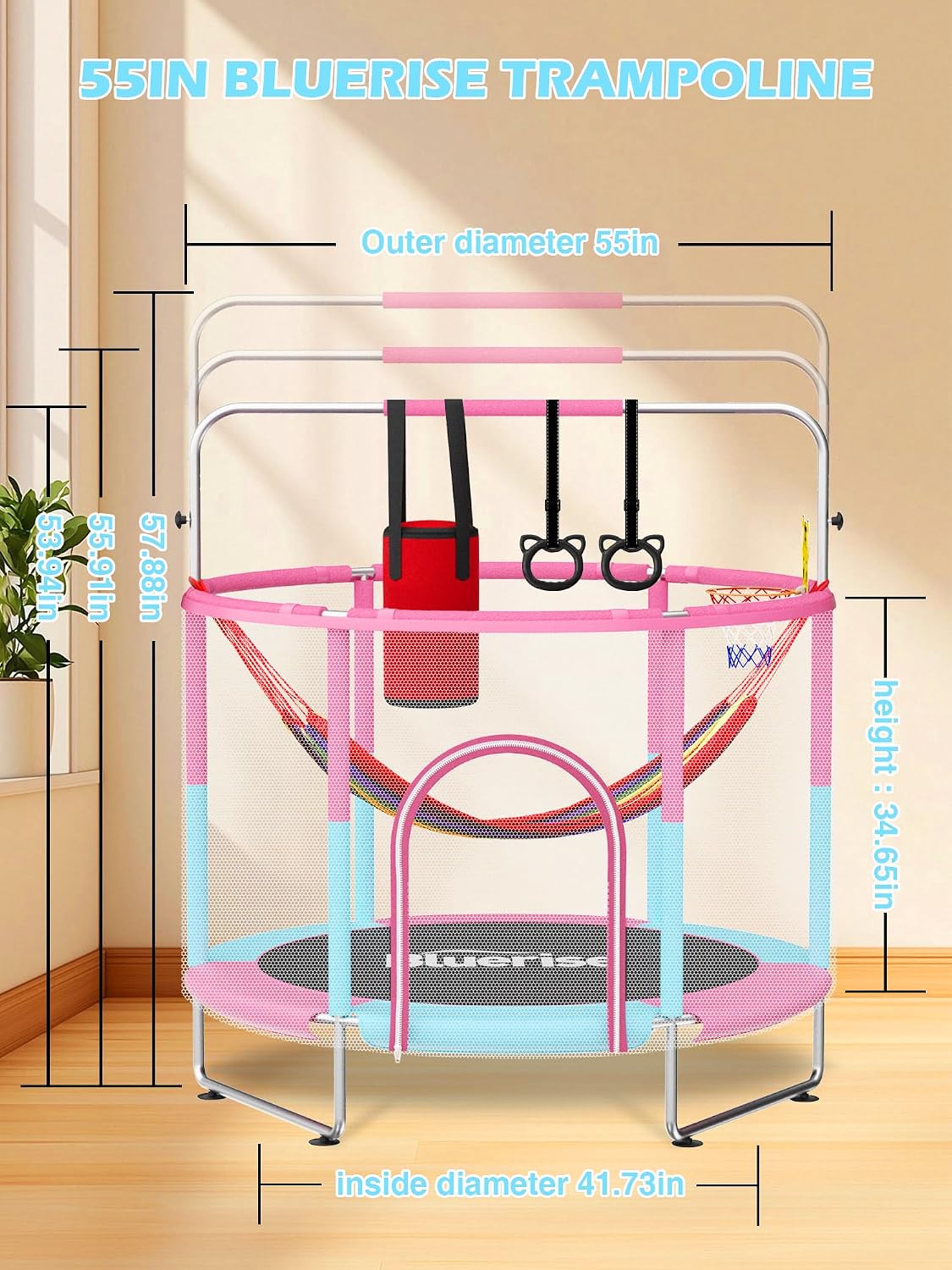 Thumbnail 5 de BLUERISE 55in Toddler Trampoline with Hoop