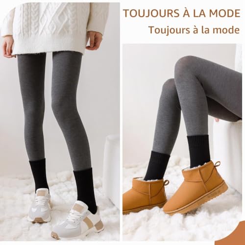 Detalle 1 de Hocerlu Chaussettes thermiques femme, 5 paires noires en mélange de laine