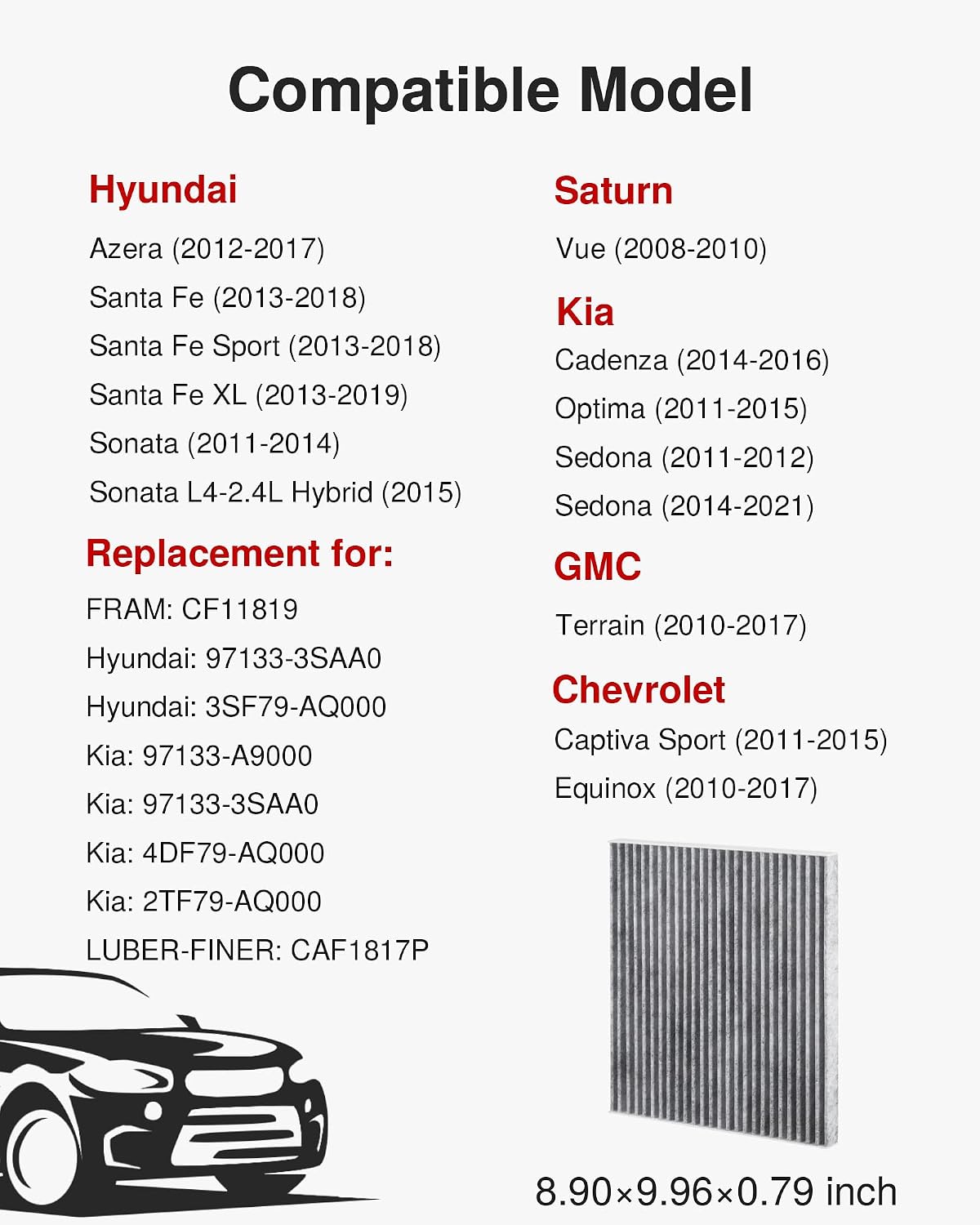 Thumbnail 1 de Puroma Cabin Air Filter with Activated Carbon for CF11819 Replacements