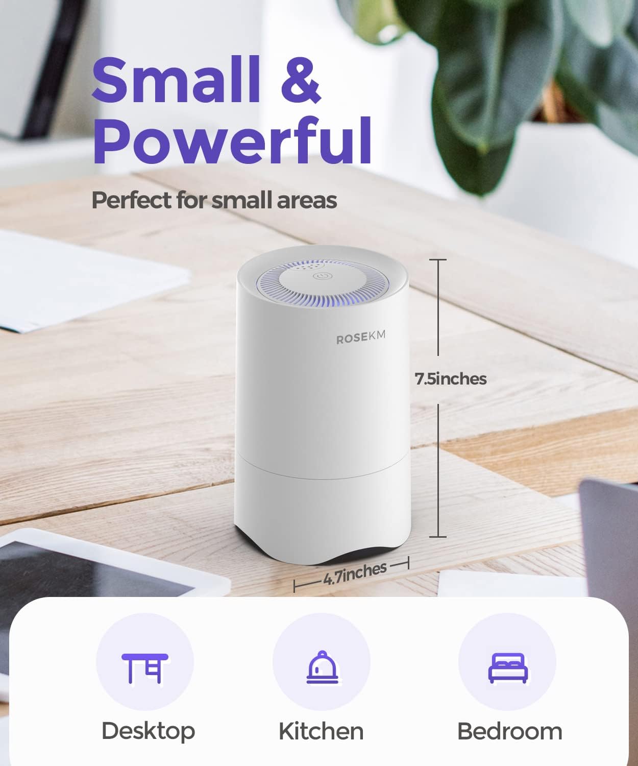 Detalle de ROSEKM HEPA air purifier for bedroom