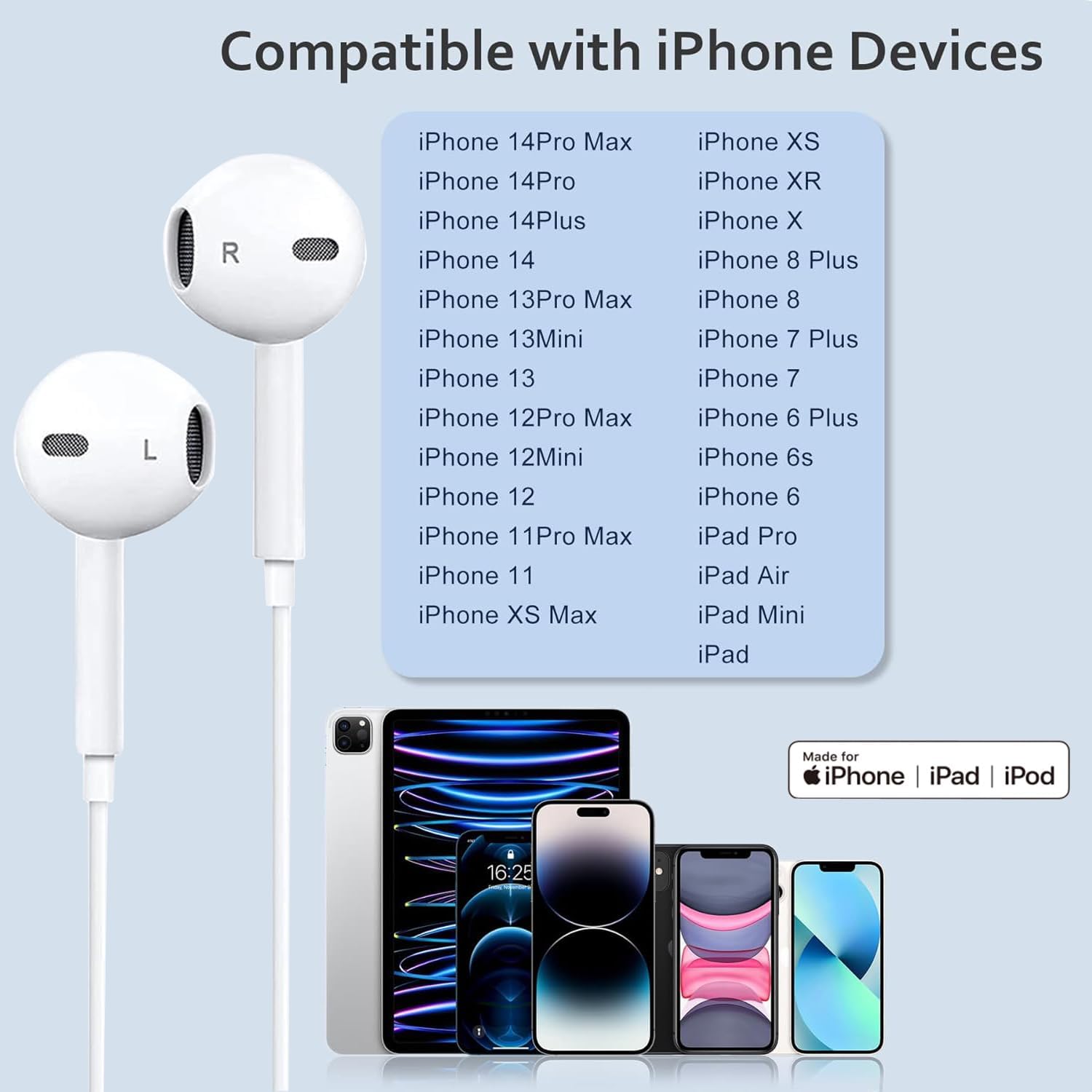 Thumbnail 1 de Lightning Earphones [Apple MFi Certified] In-Ear Headphones with Built-in Microphone & Volume Control