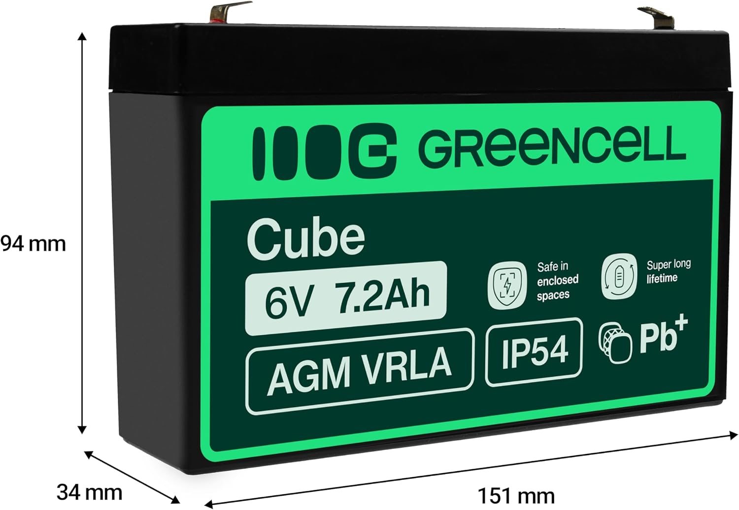 Detalle 2 de Green Cell AGM 6V Akku 7,2Ah für USV
