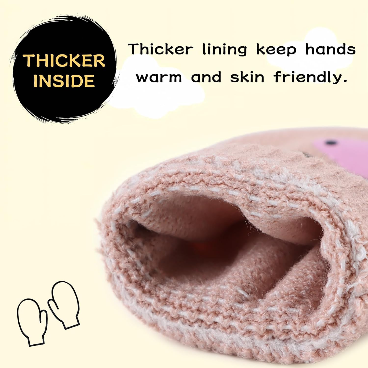 Detalle 2 de PEECABE Knitted Toddler Mittens with Stretch for Fall and Winter