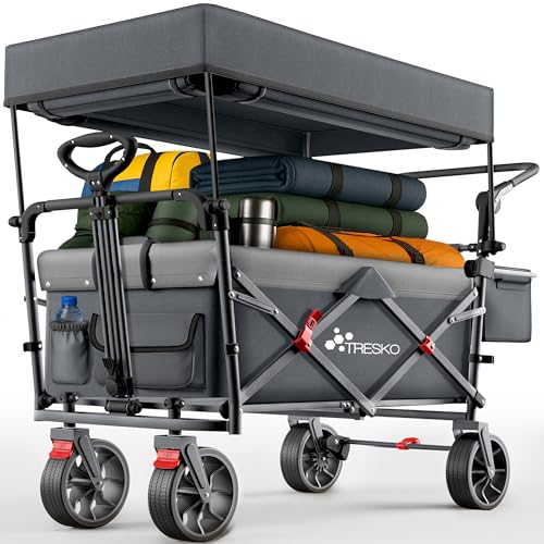 Detalle de TRESKO Chariot de transport pliable avec toit et compartiment isotherme, modèle XXL