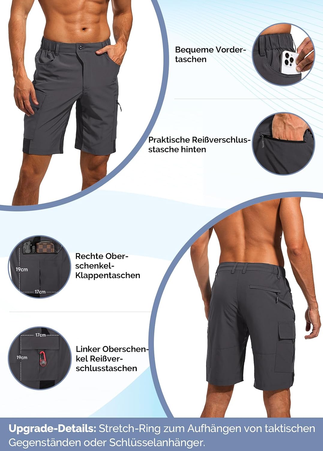 Detalle de Cycorld MTB Hose Herren: schnelltrocknende Radhose mit 4D-Sitzpolster und herausnehmbarer Radunterhose