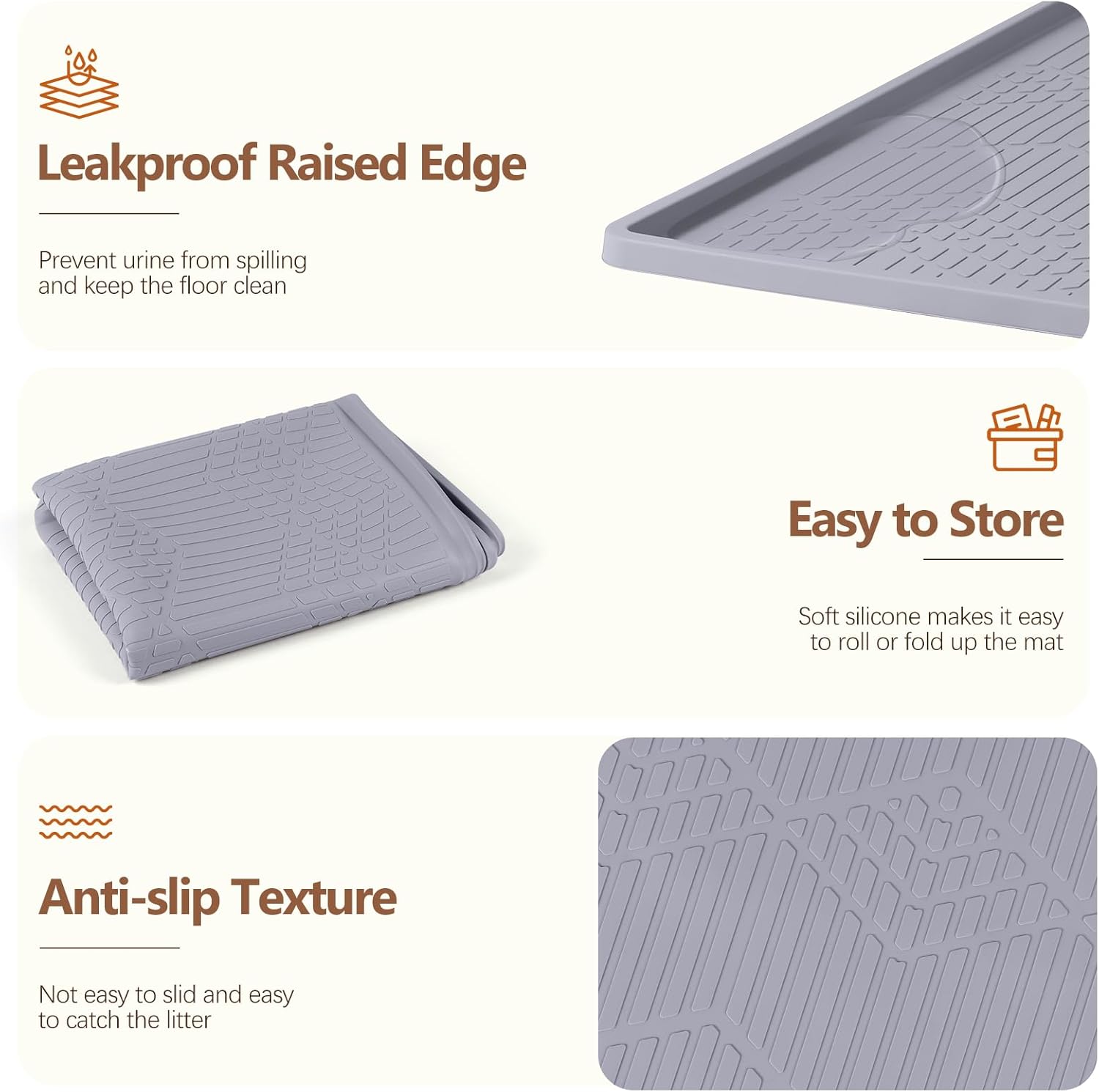 Thumbnail 5 de Bartuke große Katzenstreu-Matte mit Spielzeug-Ball (Silikon) 34’’ x 22’’ – Hellgrau