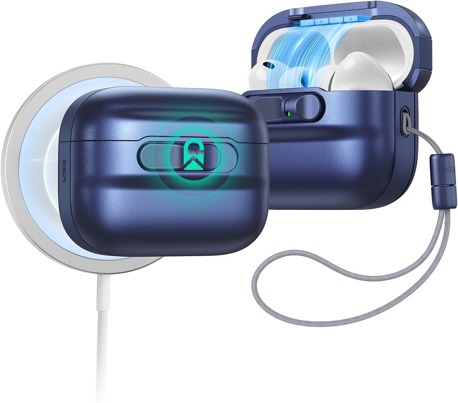 Detalle de ESR Coque AirPods Pro 3 2025 compatible MagSafe — Bleu