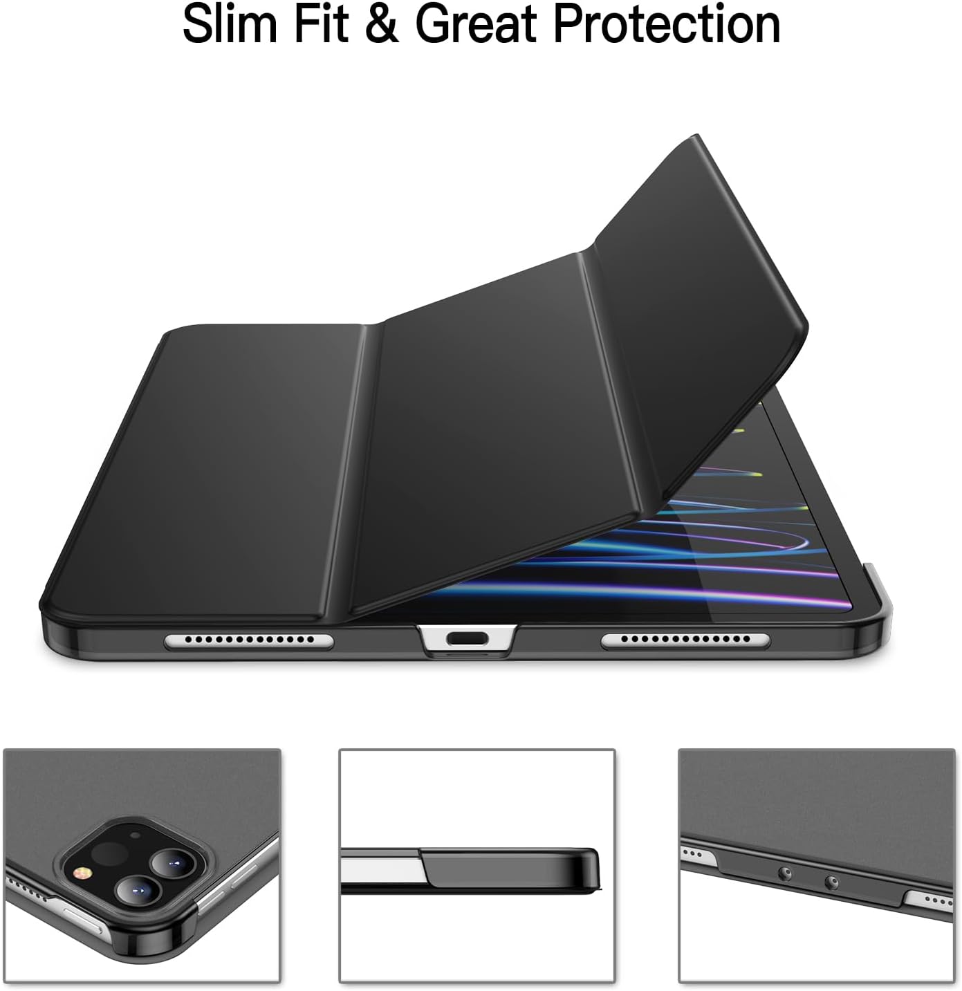 Thumbnail 2 de JETech skyddsfodral för iPad Pro 11 tum med frostad baksida och ställ