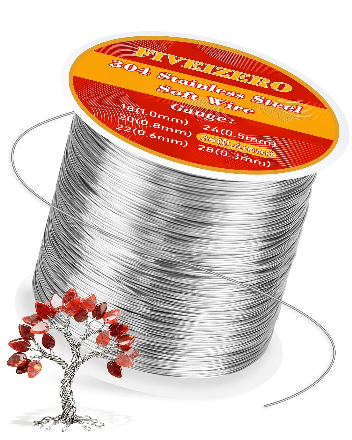 Detalle de FIVEIZERO jewelry-making-wire 26-Gauge 304 Stainless Steel Craft Wire, 109 Yards