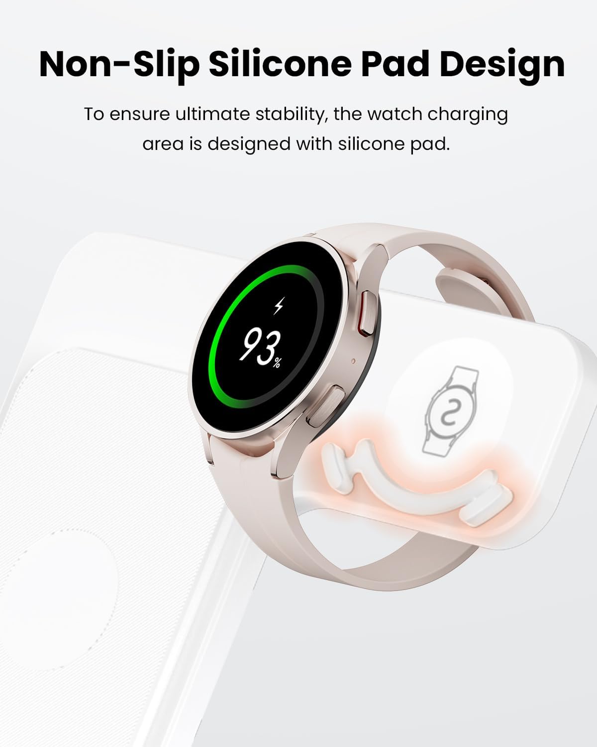 Detalle de GEEKERA 3-in-1 Wireless Charger Dock for Samsung (Foldable stand for phone, watch & Buds) - White