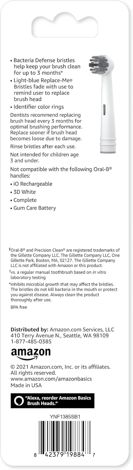 Detalle de Amazon Basics Action Clean Electric Toothbrush Replacement Heads (5 Count) for most Oral-B handles